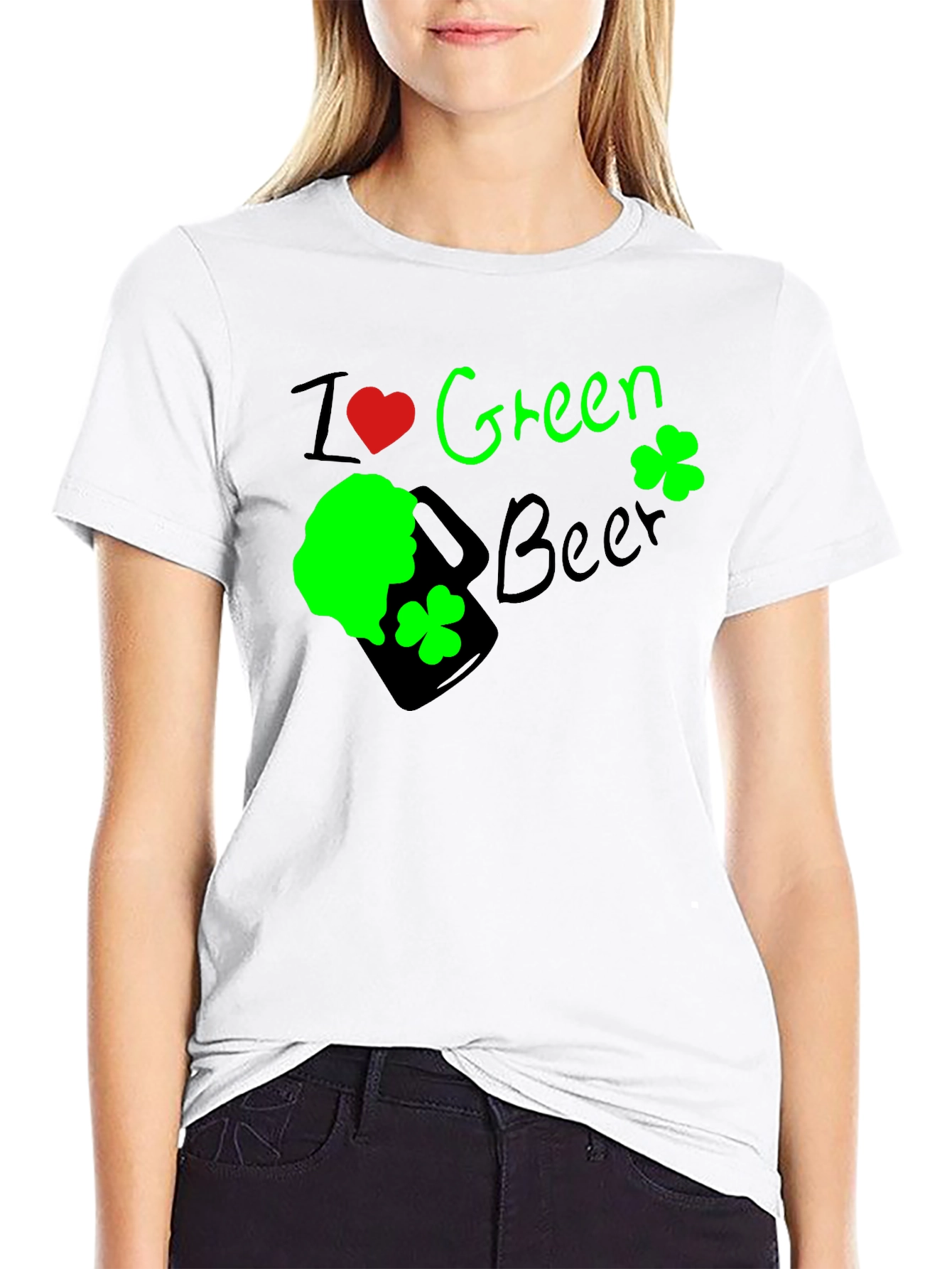 I Heart Green Beer St. Patricks Day Black T-Shirt