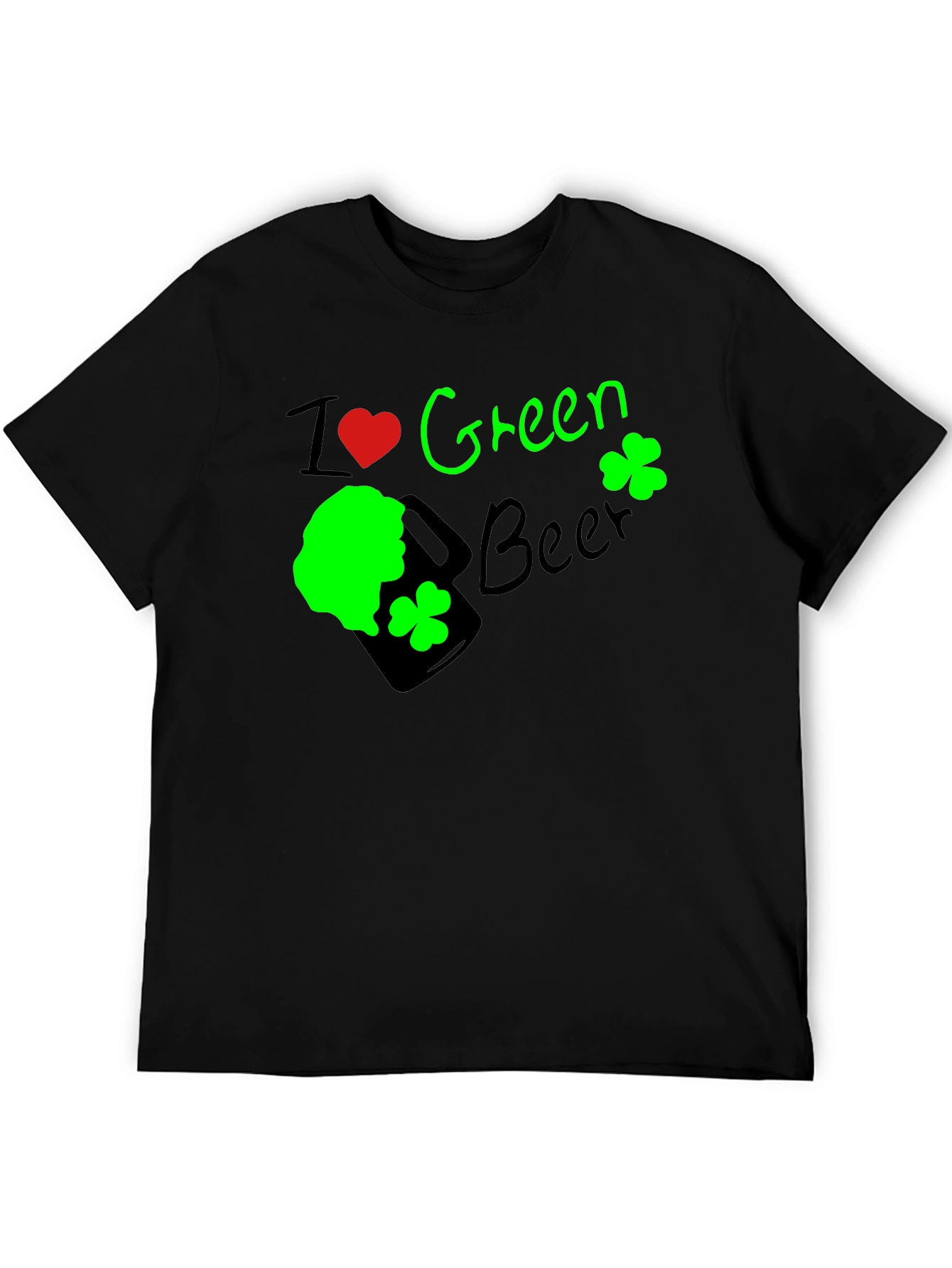 I Heart Green Beer St. Patricks Day Black T-Shirt
