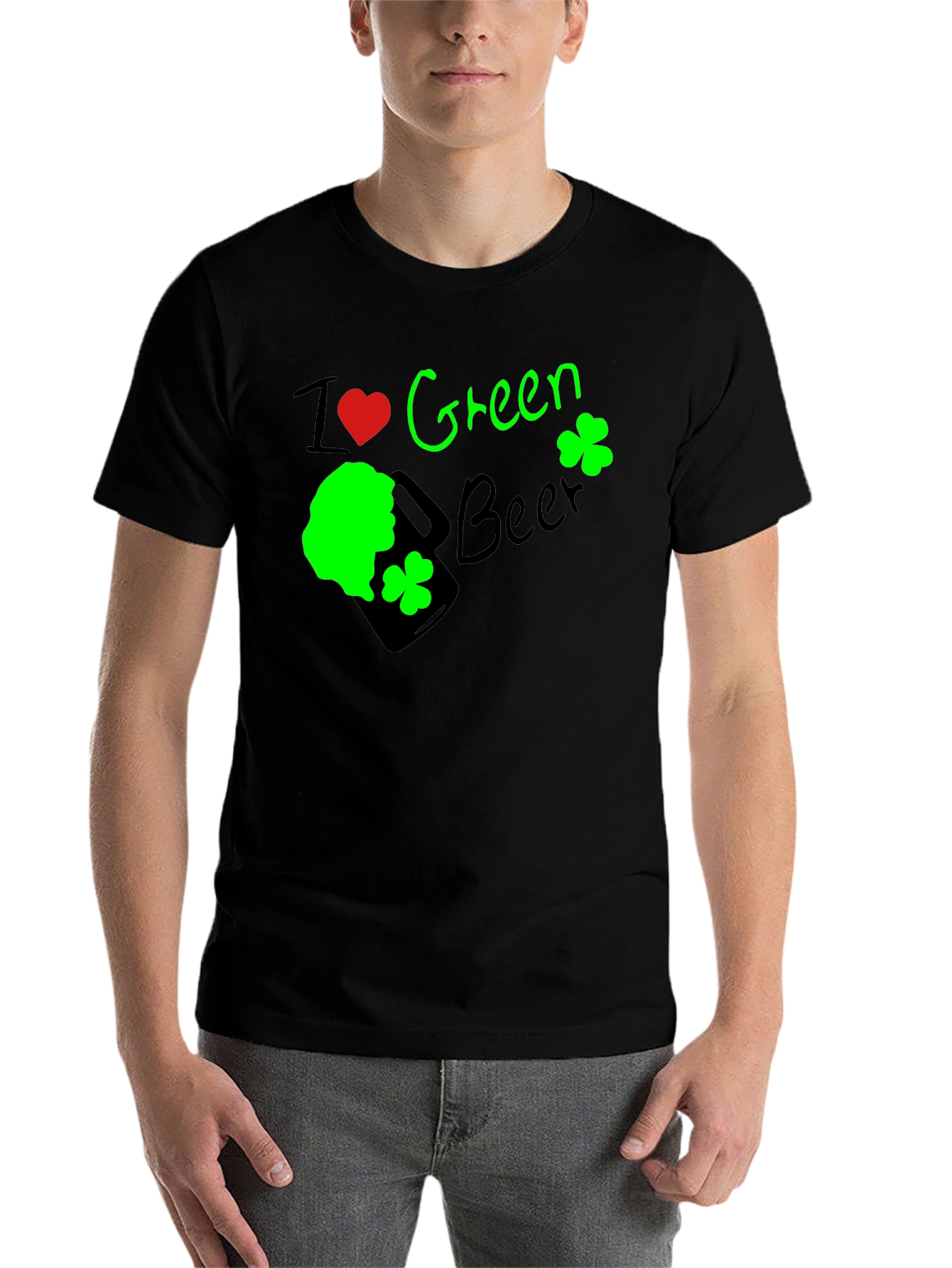 I Heart Green Beer St. Patricks Day Black T-Shirt