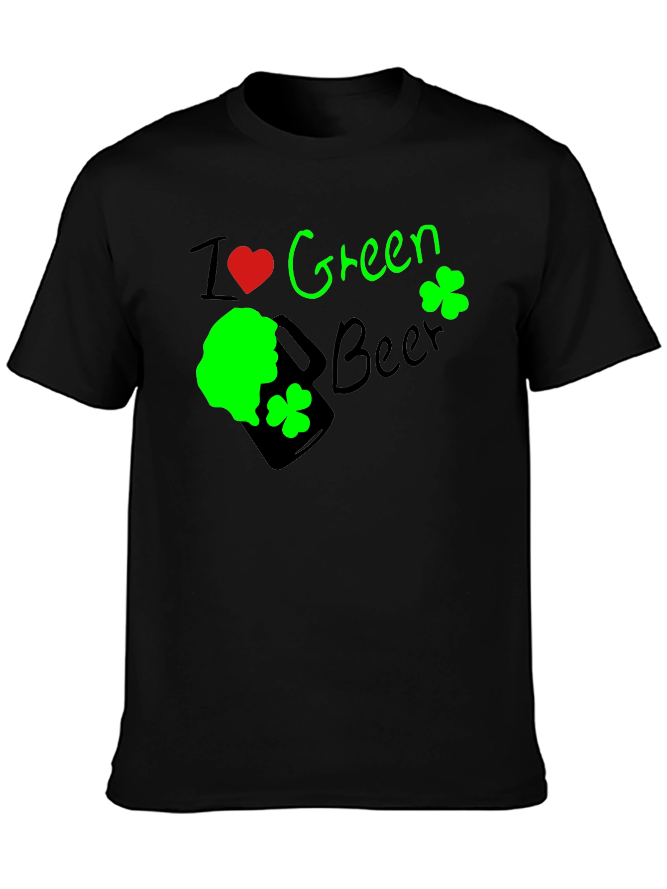 I Heart Green Beer St. Patricks Day Black T-Shirt