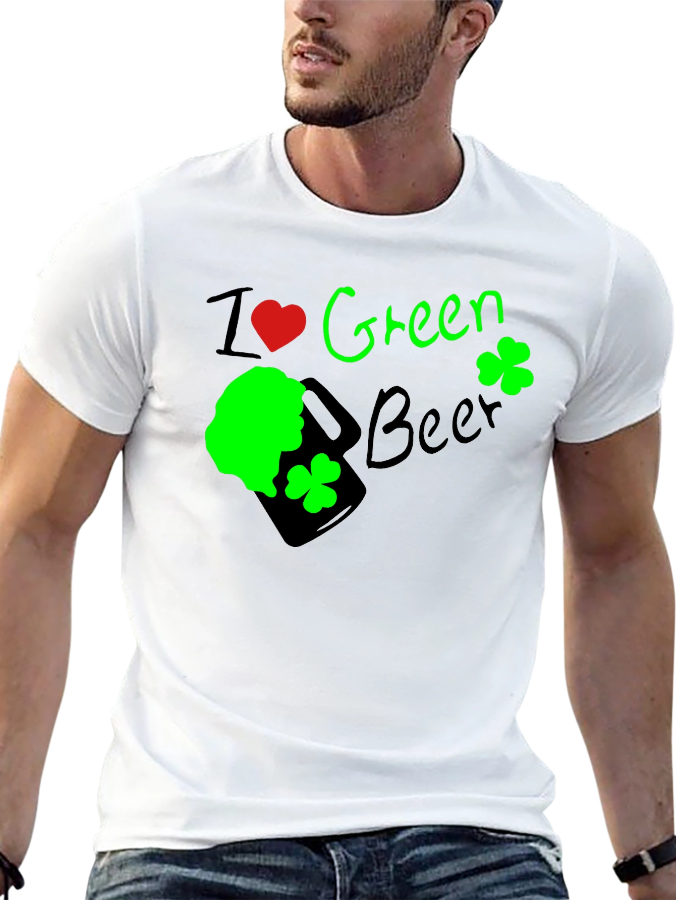 I Heart Green Beer St. Patricks Day Black T-Shirt