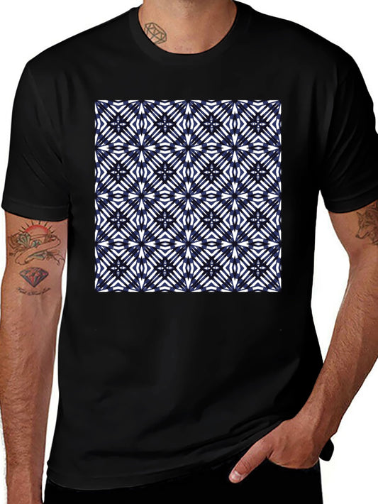 Abstract Geometric Pattern Tee - Black