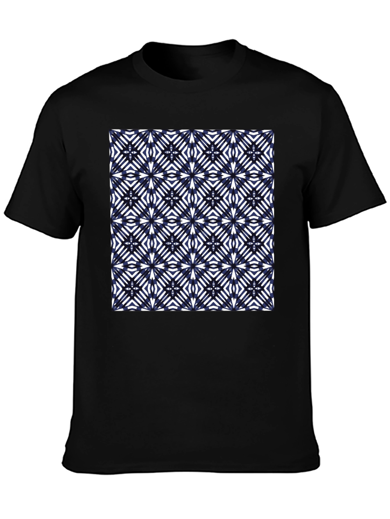 Abstract Geometric Pattern Tee - Black
