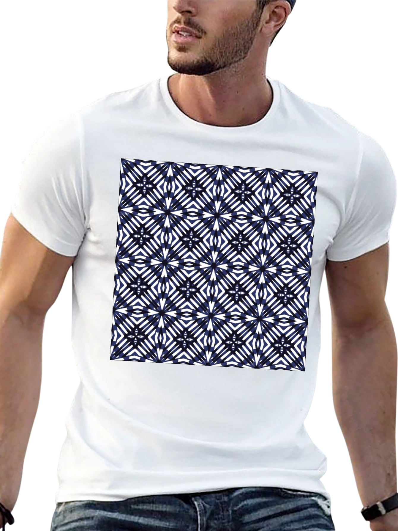 Abstract Geometric Pattern Tee - Black