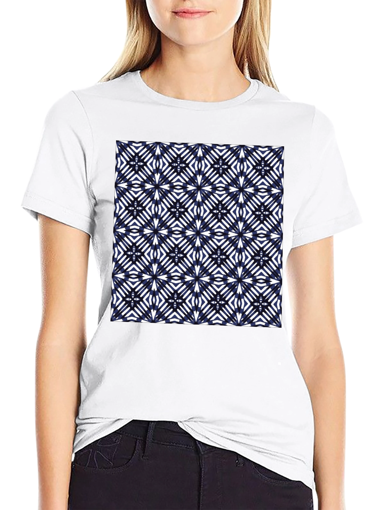 Abstract Geometric Pattern Tee - Black