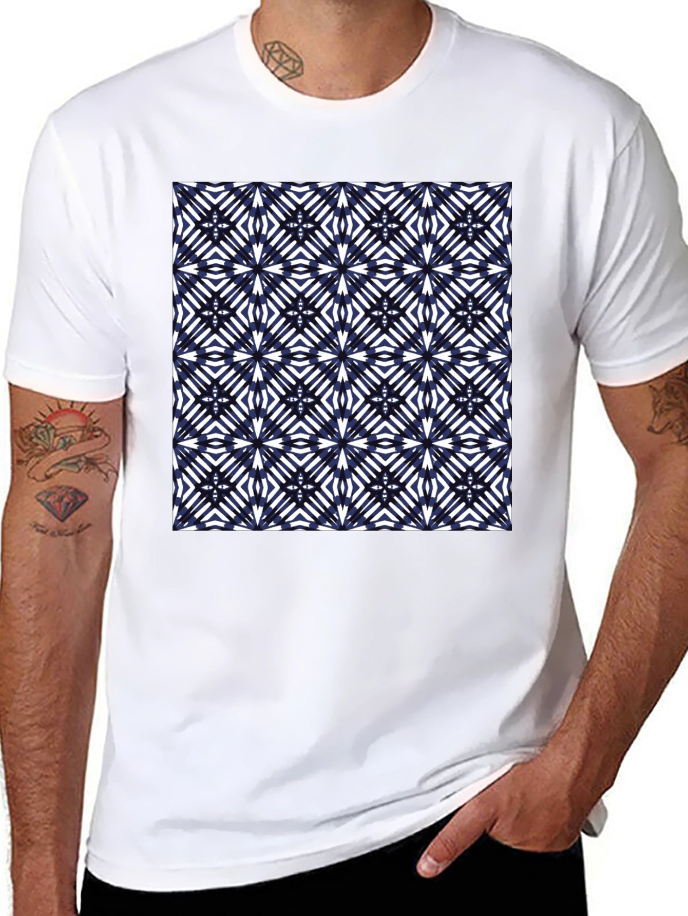 Abstract Geometric Pattern Tee - Black