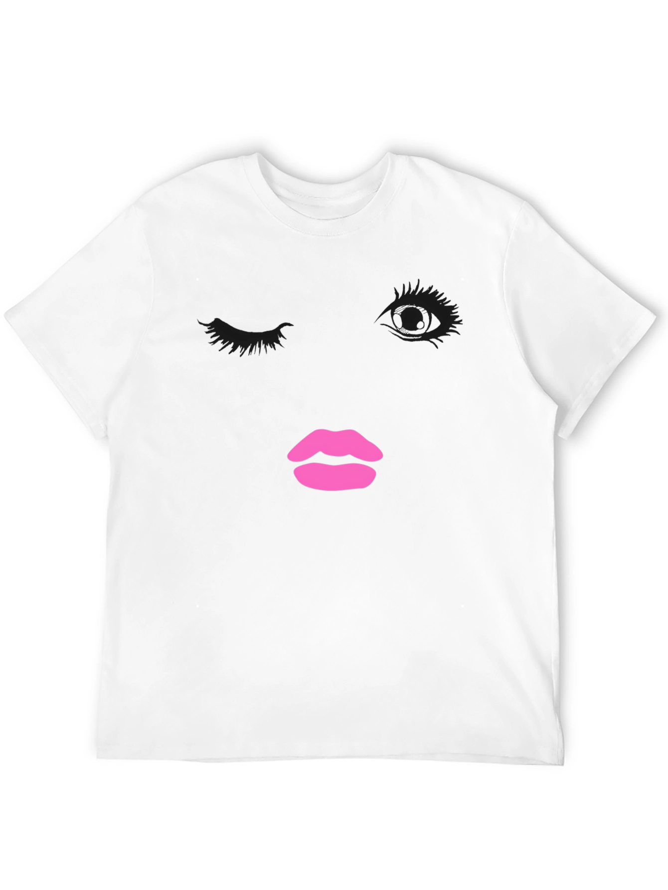 Abstract Face Graphic Tee - Trendy Black T-Shirt
