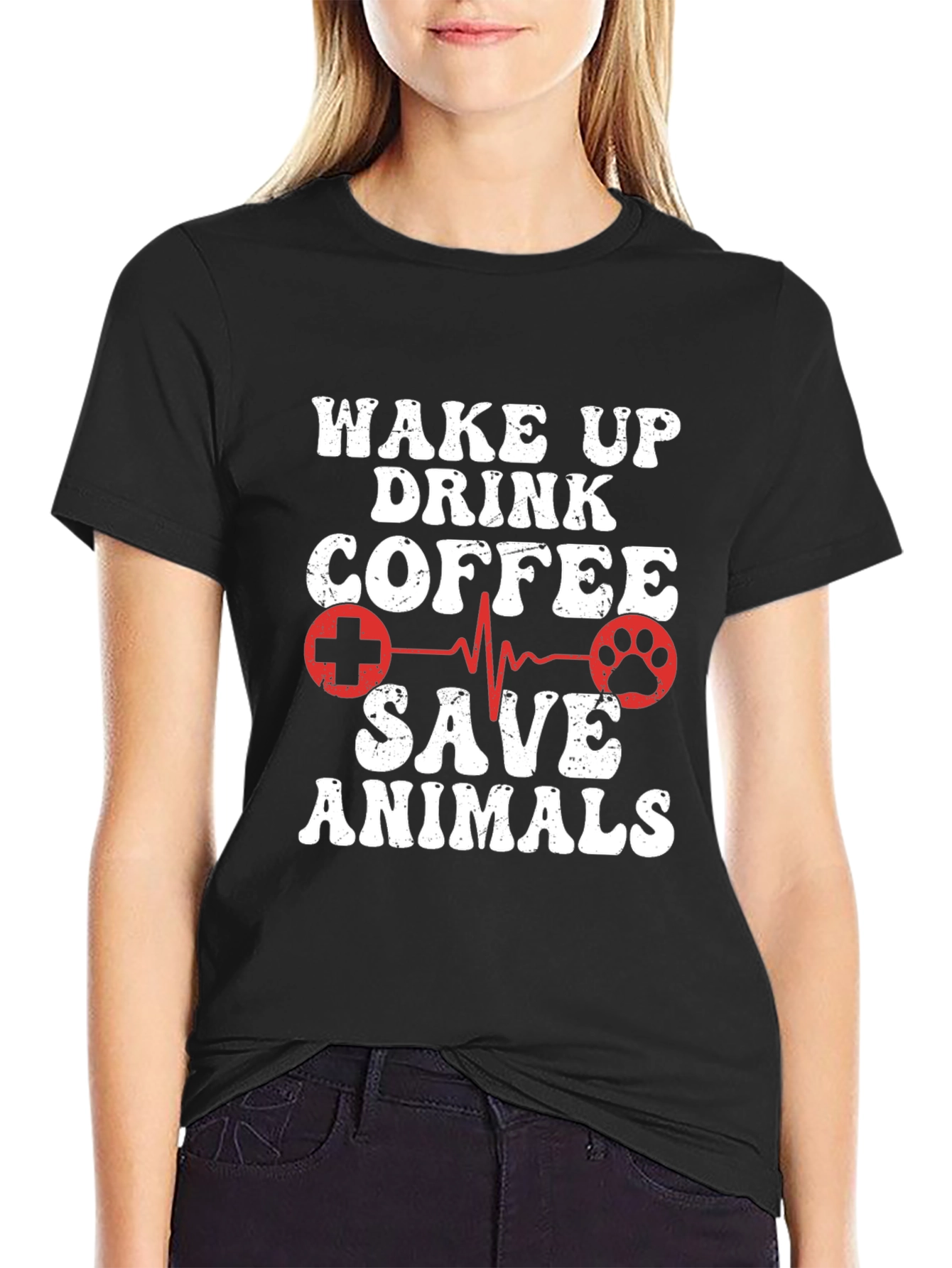Wake Up Drink Coffee Save Animals Graphic Tee