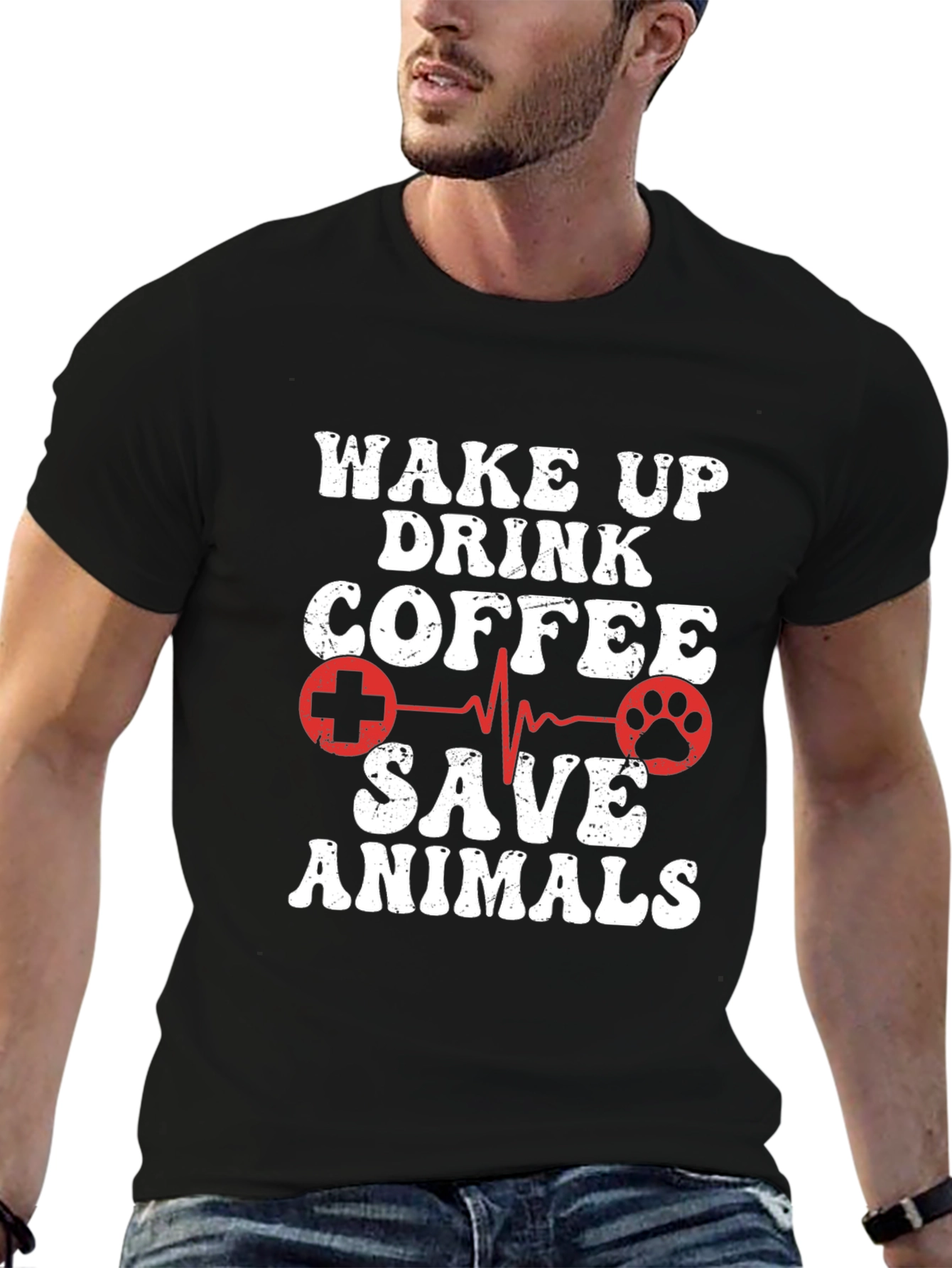 Wake Up Drink Coffee Save Animals Graphic Tee