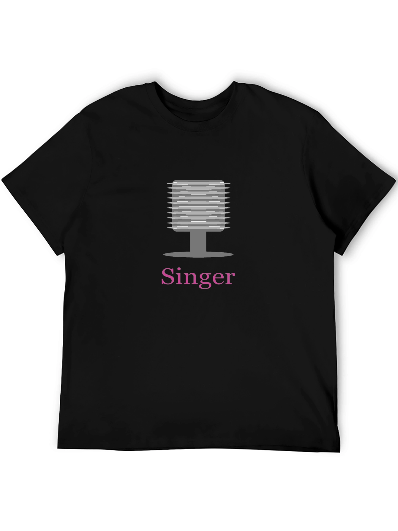 Singer T-Shirt Microphone Graphic Tee Mens Black