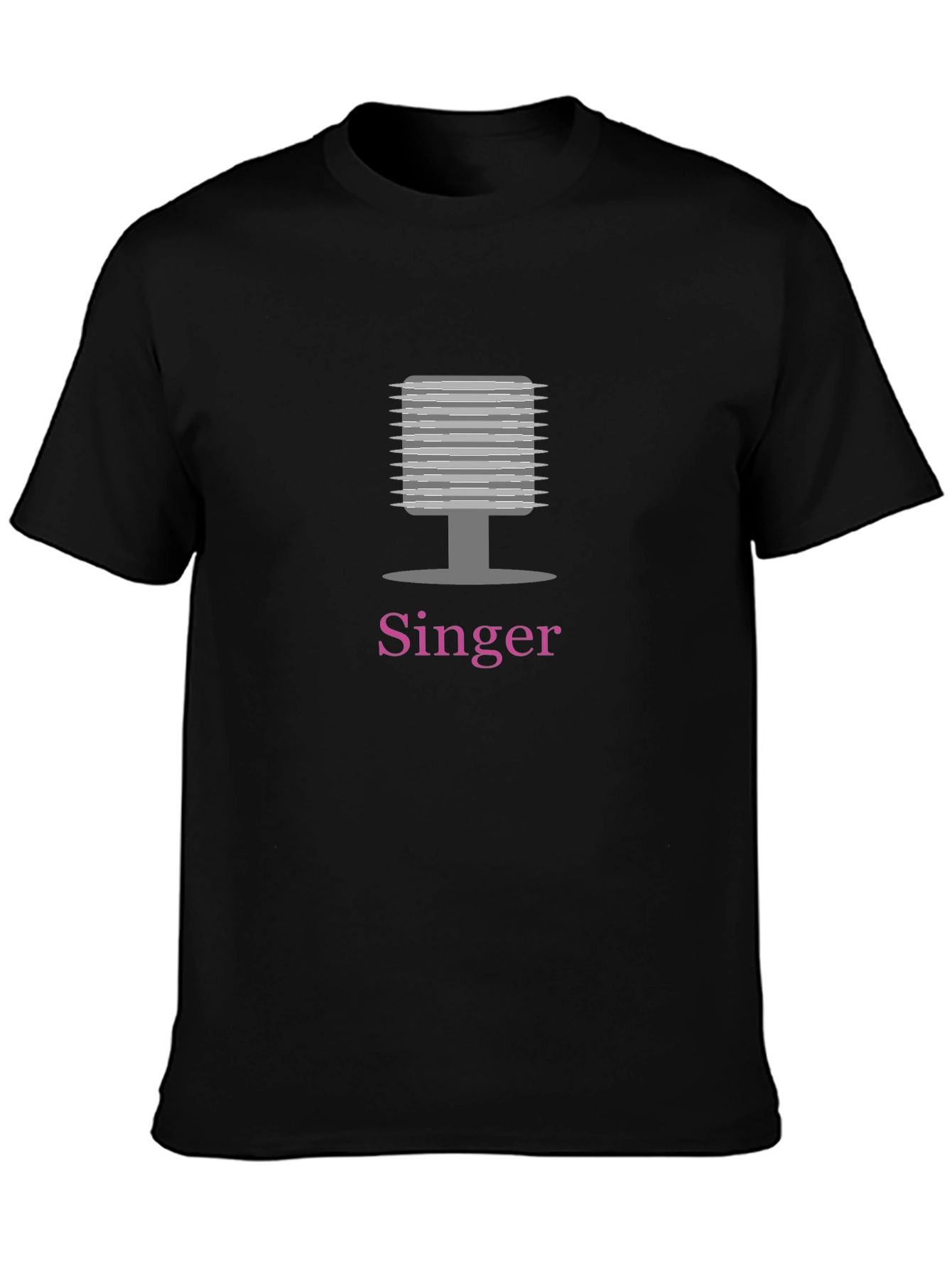 Singer T-Shirt Microphone Graphic Tee Mens Black