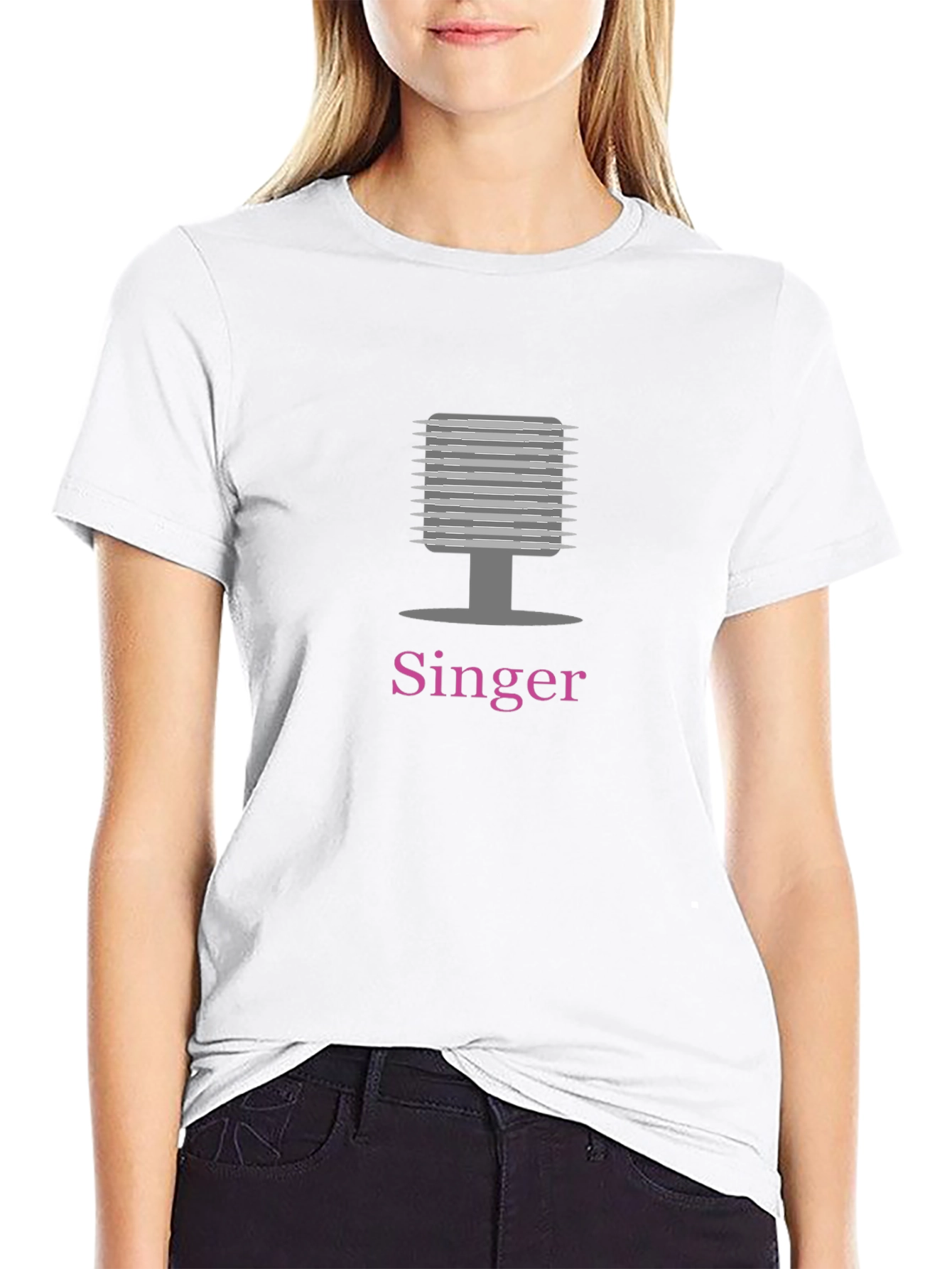 Singer T-Shirt Microphone Graphic Tee Mens Black