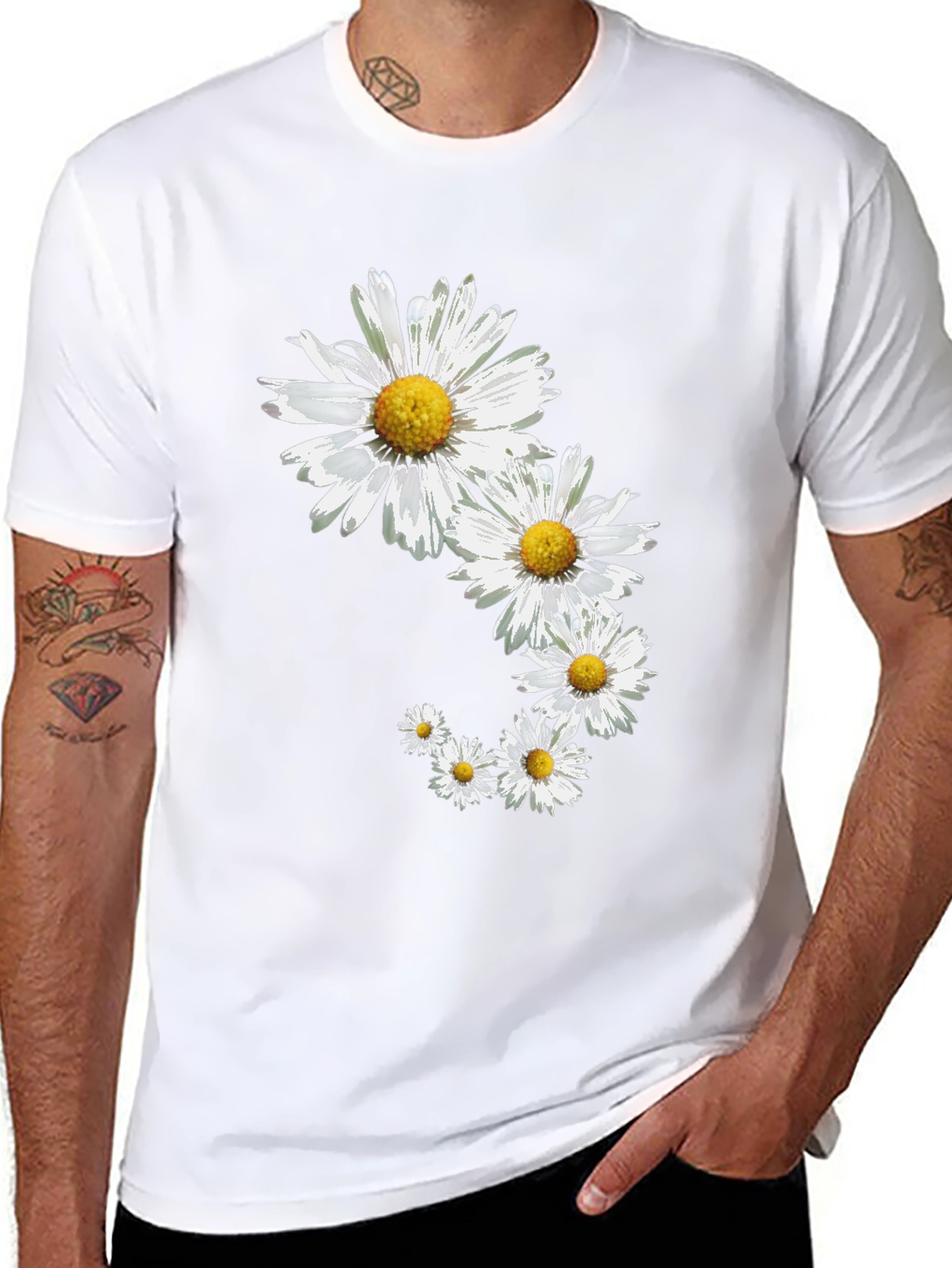 Daisy Chain Graphic Tee - Black Cotton Blend