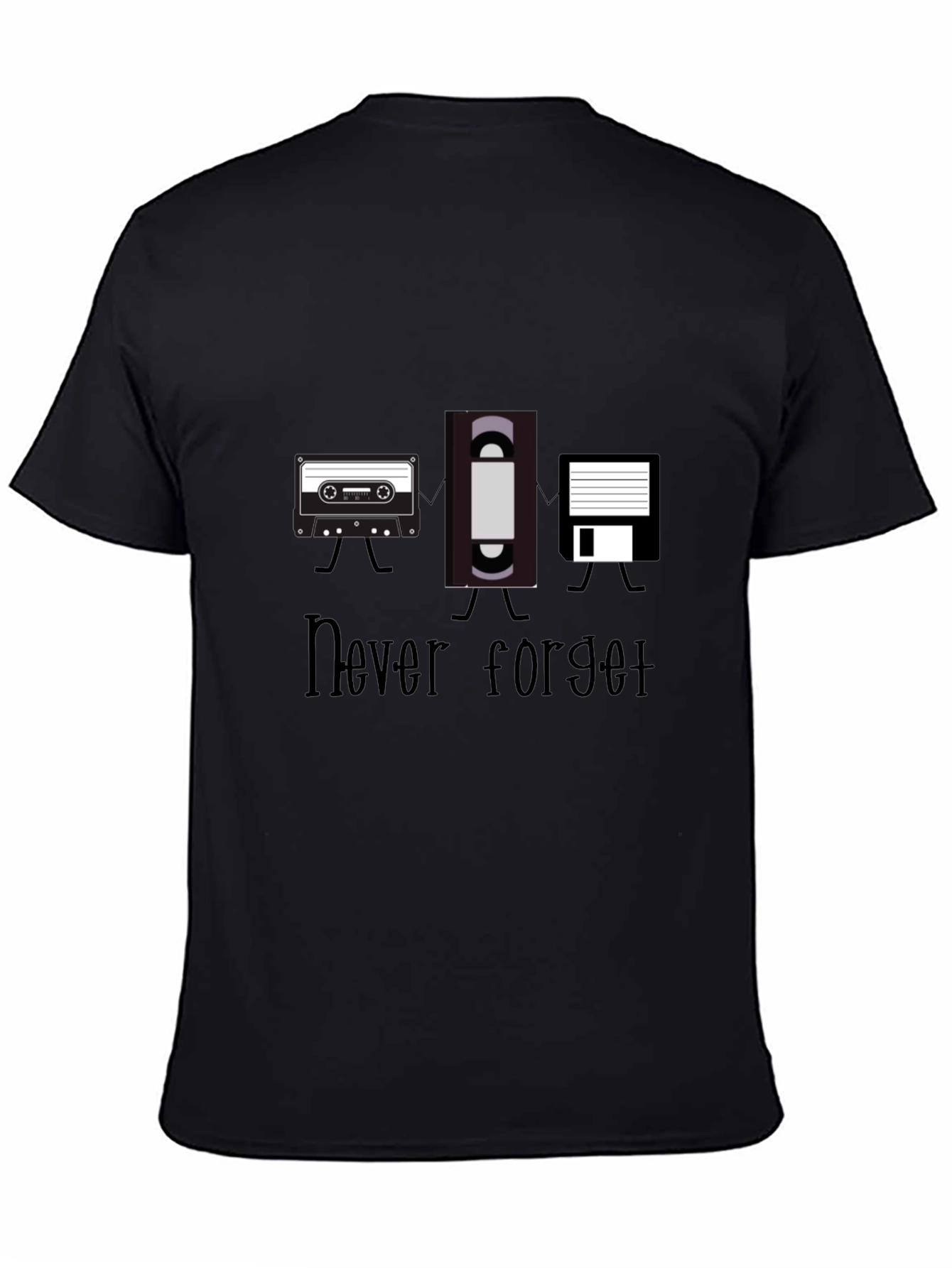 Never Forget Retro Media Black T-Shirt