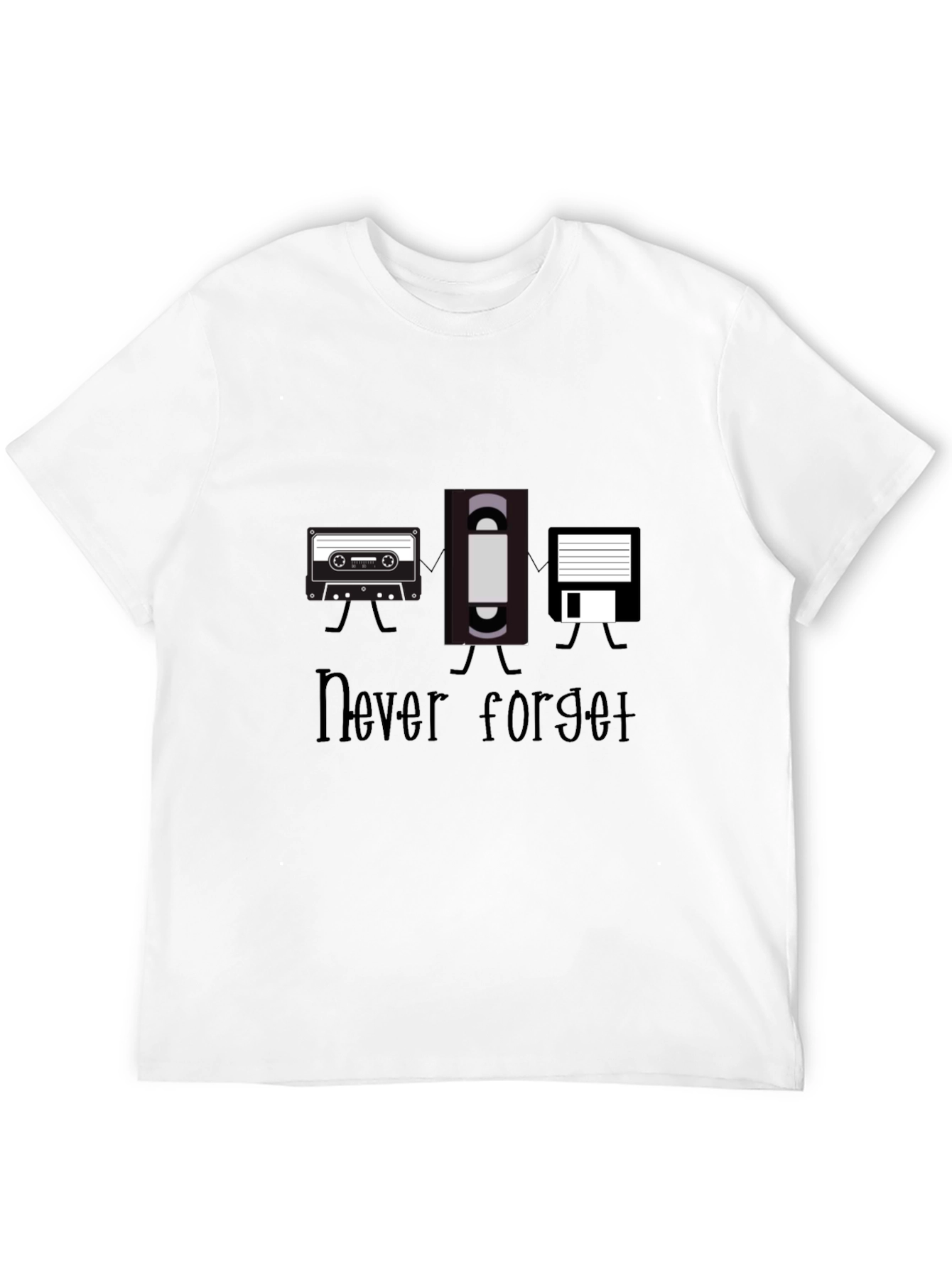Never Forget Retro Media Black T-Shirt