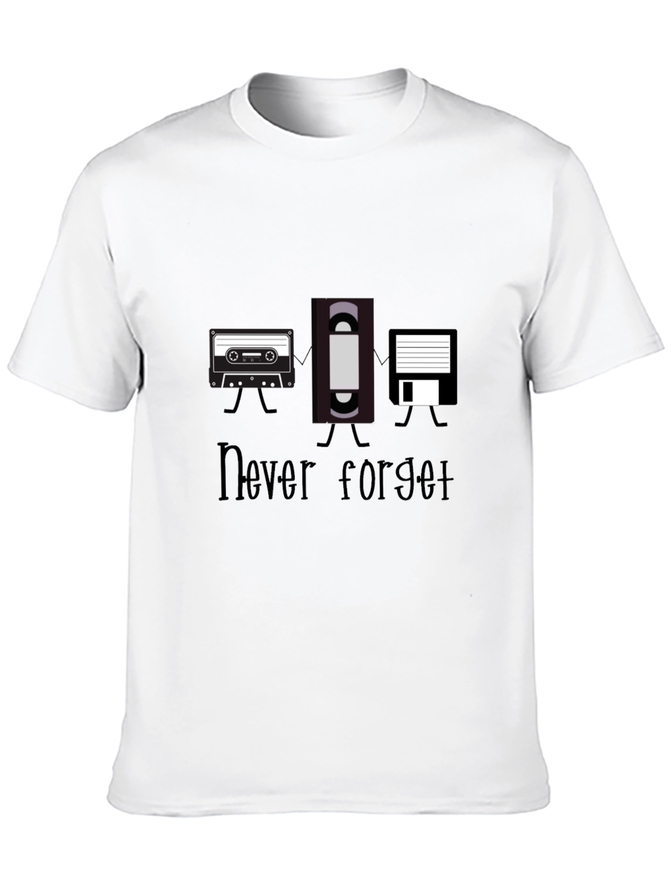 Never Forget Retro Media Black T-Shirt