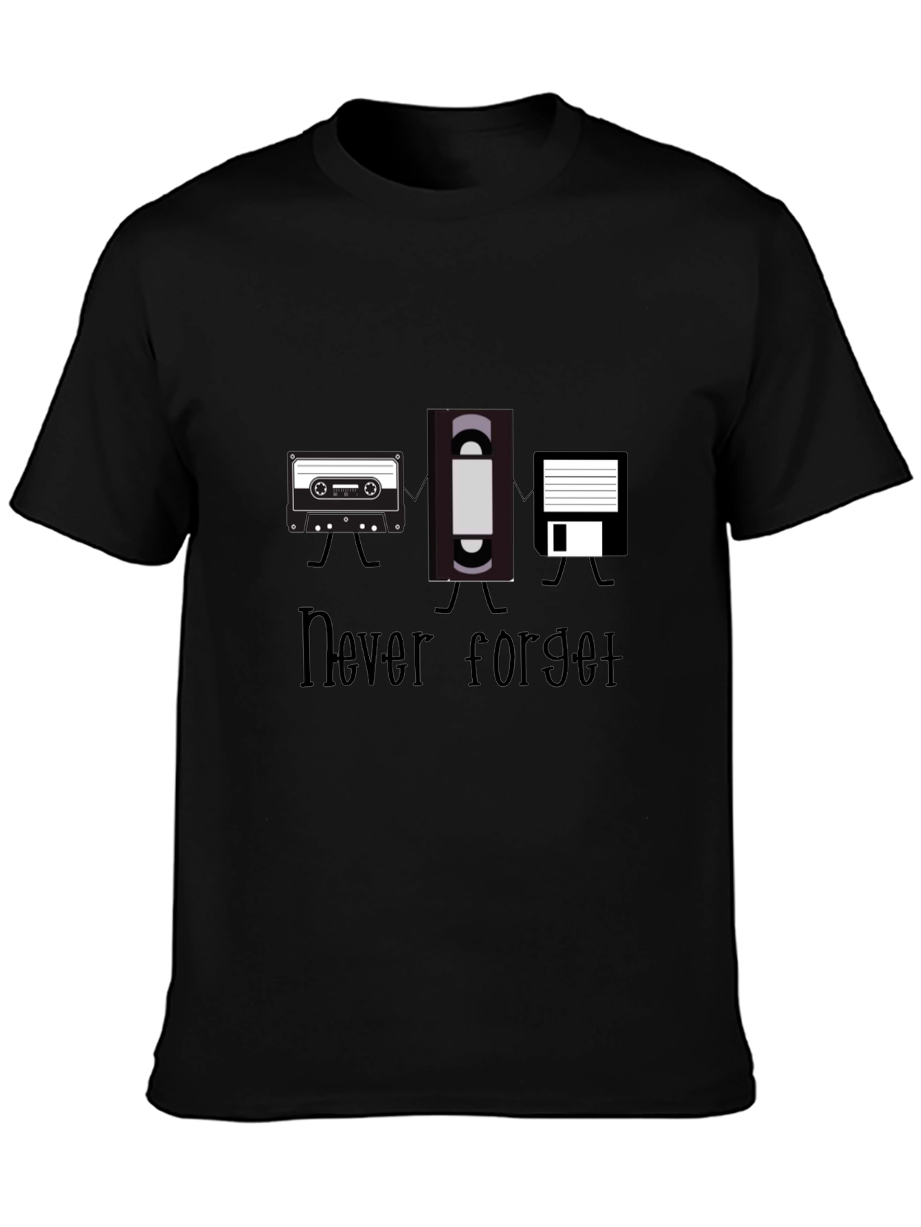 Never Forget Retro Media Black T-Shirt