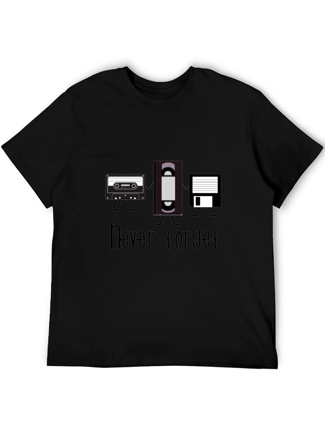 Never Forget Retro Media Black T-Shirt