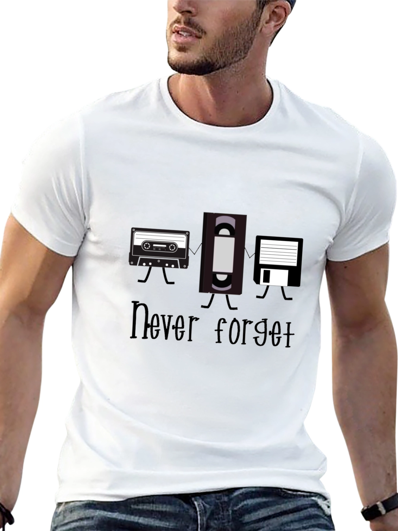 Never Forget Retro Media Black T-Shirt