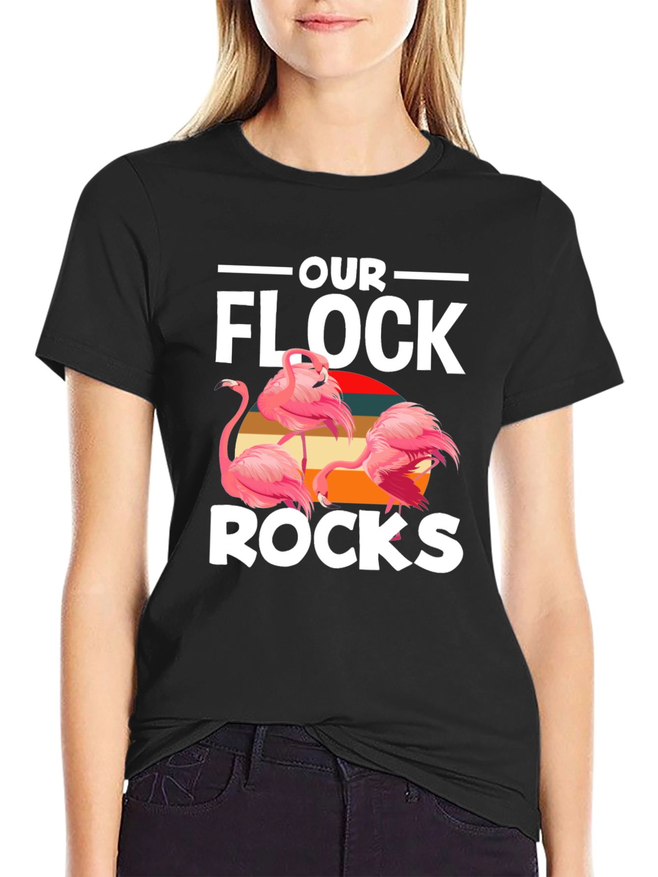 Our Flock Rocks Flamingo Graphic Tee