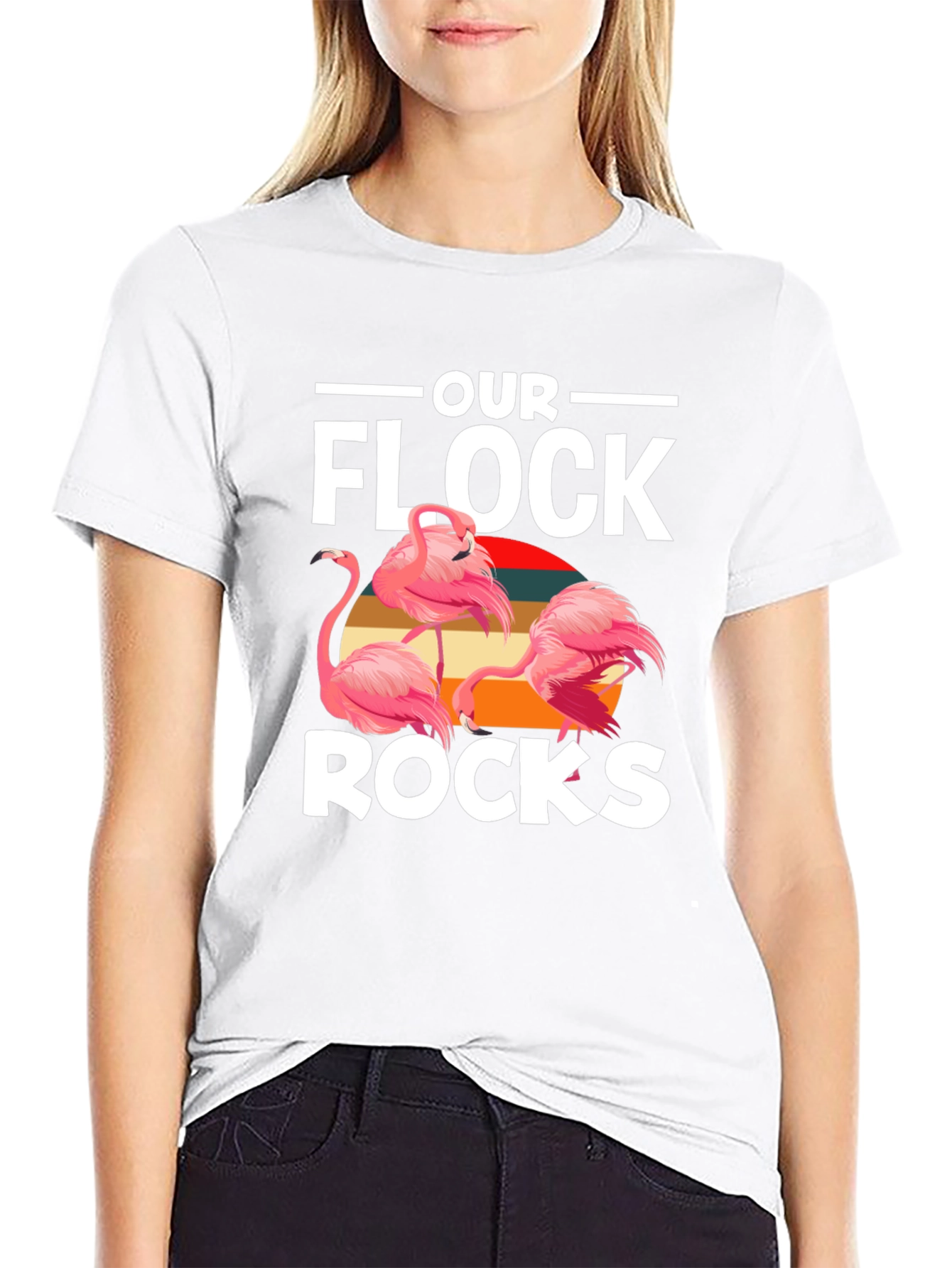 Our Flock Rocks Flamingo Graphic Tee