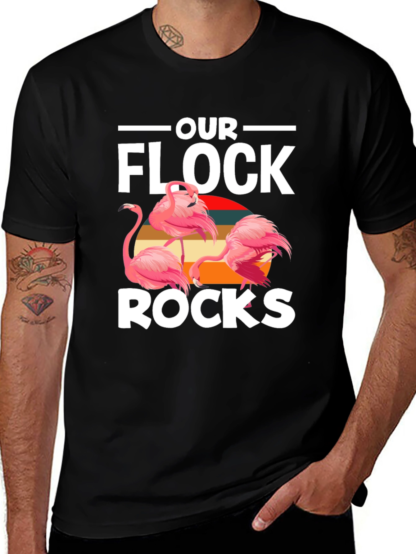 Our Flock Rocks Flamingo Graphic Tee