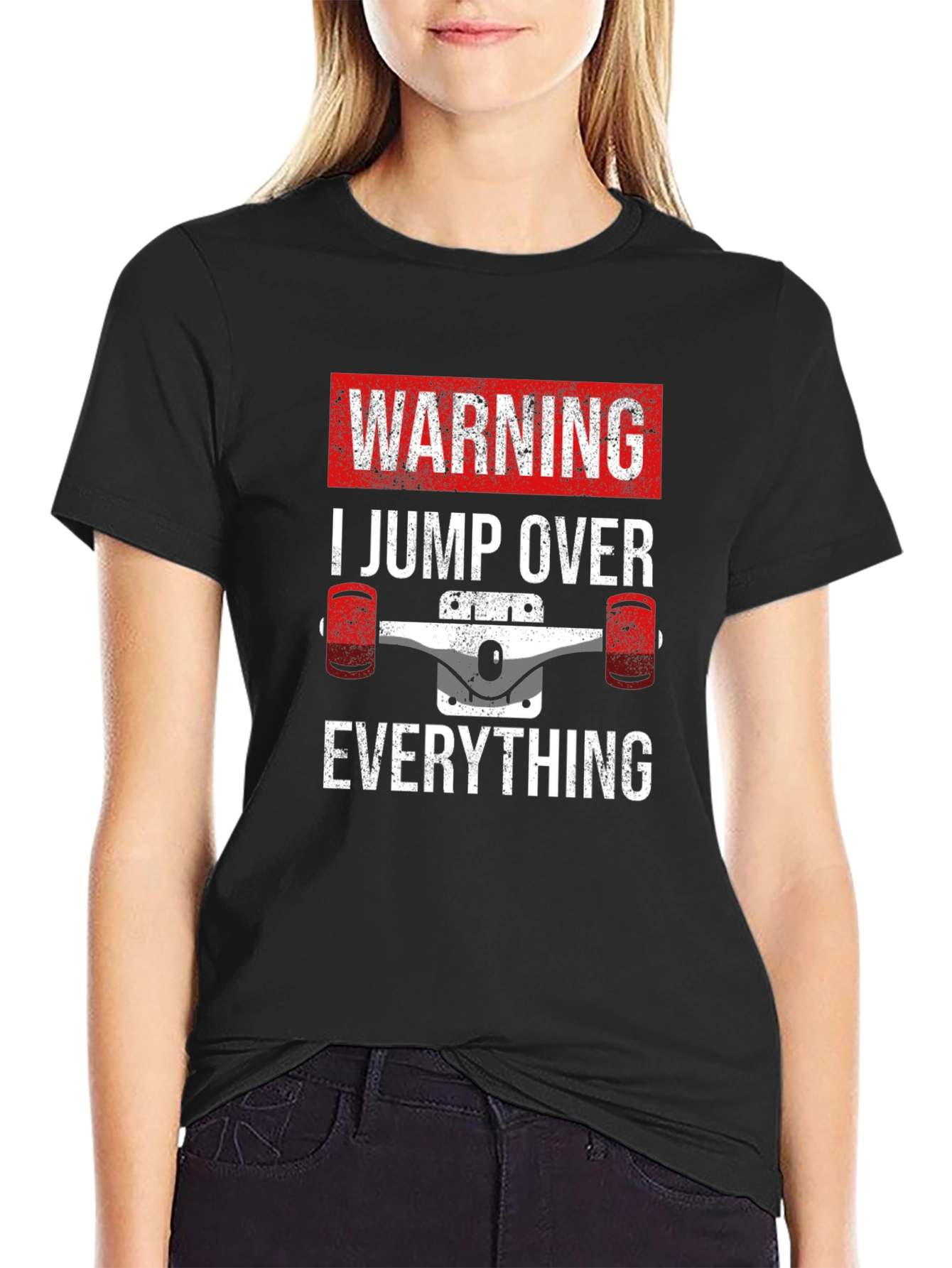 Warning Skateboard Jump Over Everything T-Shirt