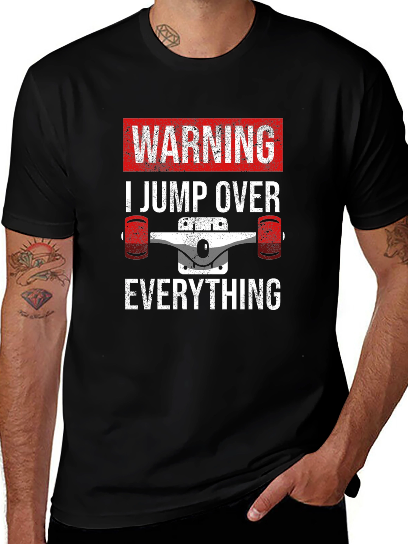 Warning Skateboard Jump Over Everything T-Shirt