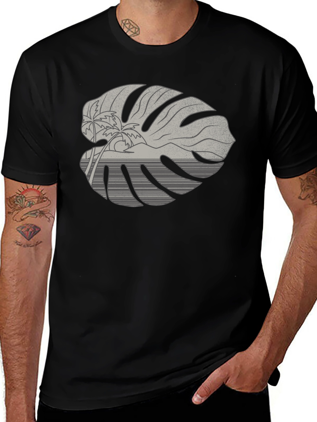 Tropical Monstera Leaf Graphic Tee