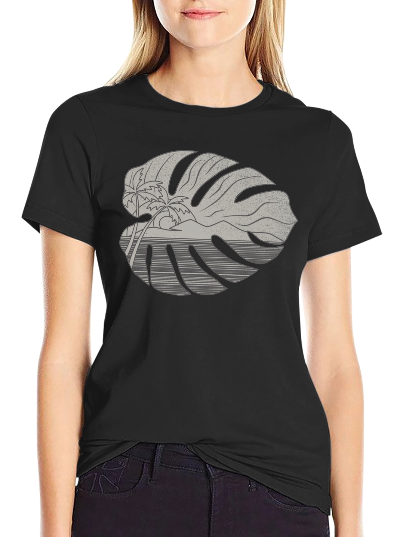 Tropical Monstera Leaf Graphic Tee