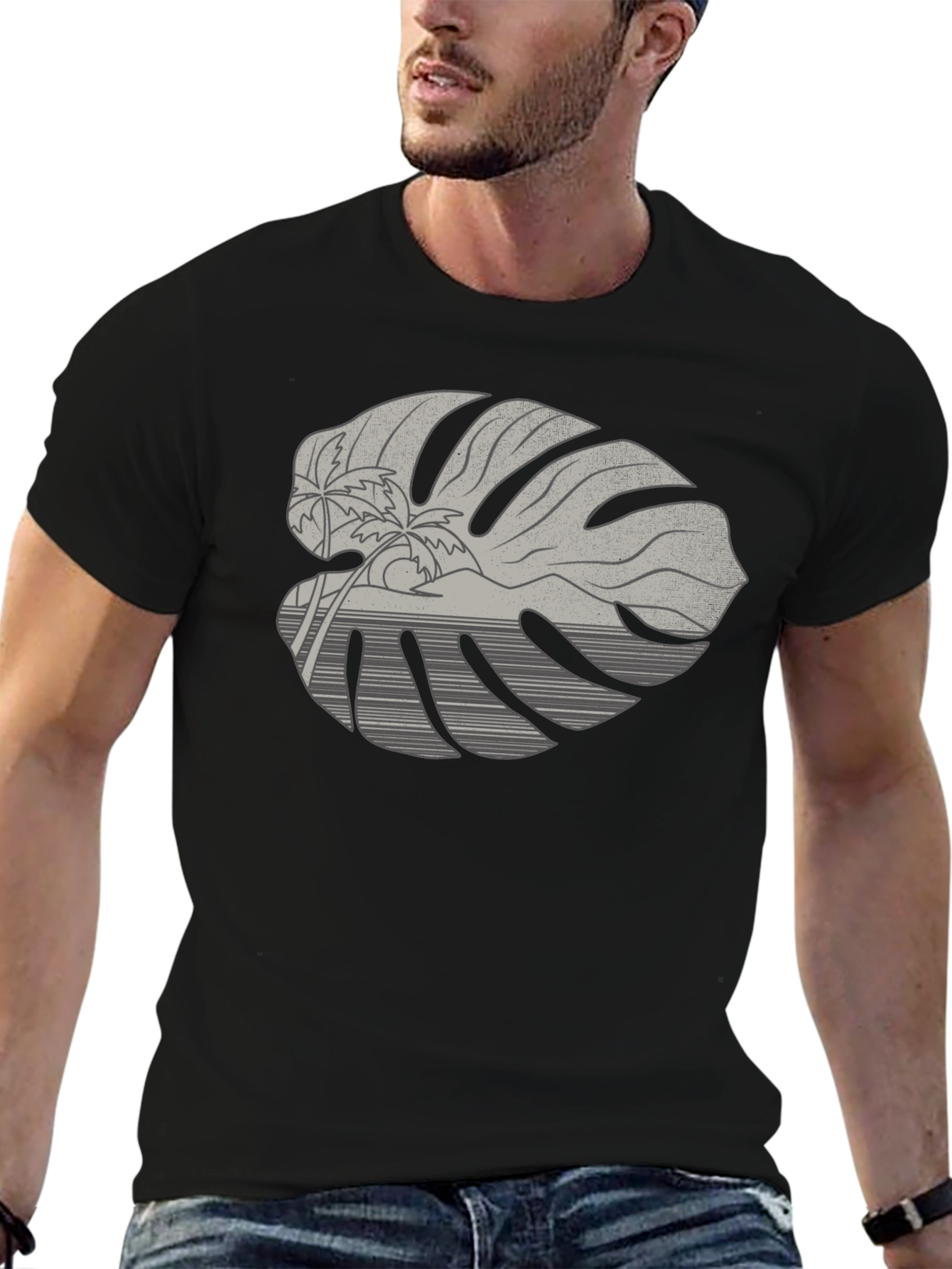 Tropical Monstera Leaf Graphic Tee
