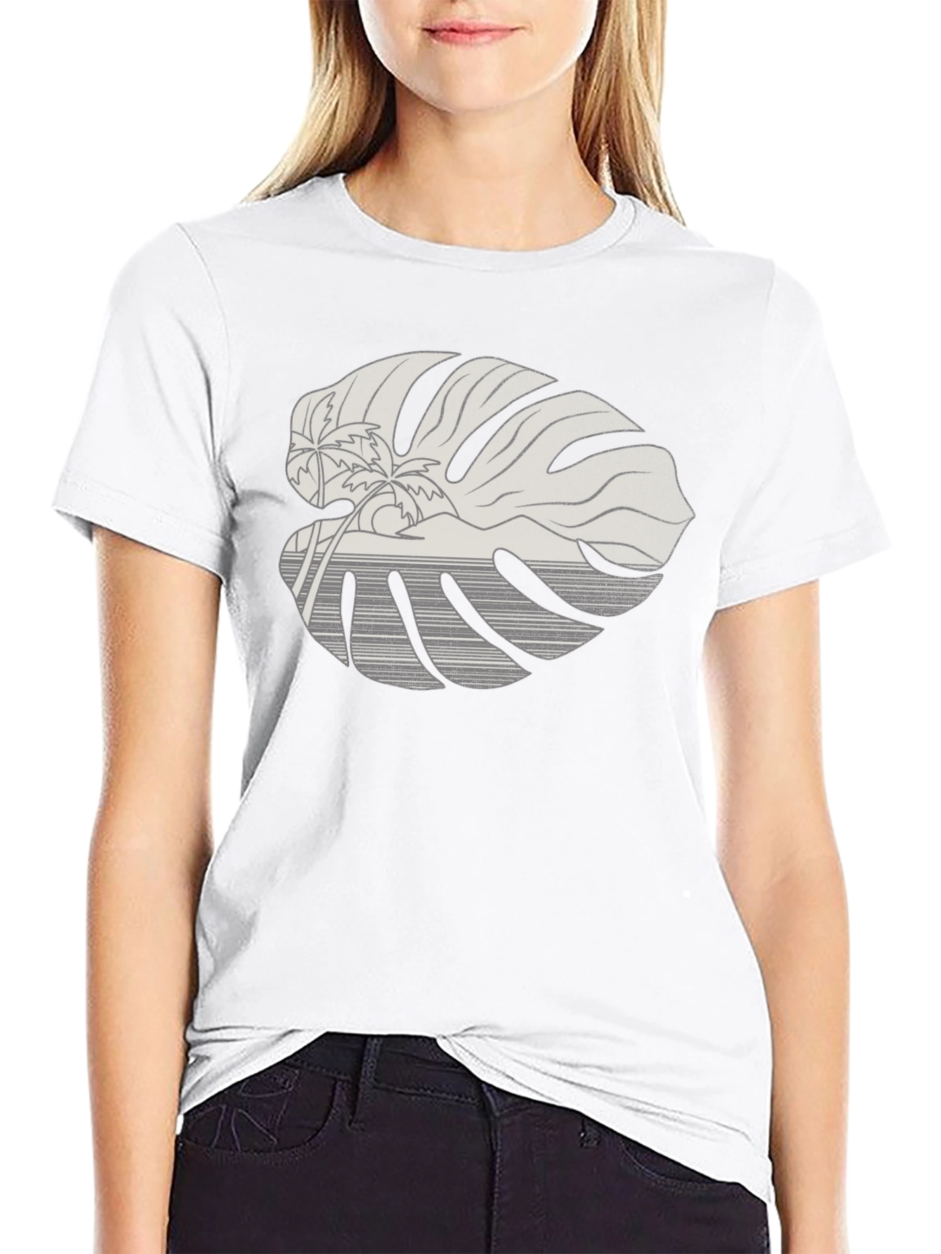 Tropical Monstera Leaf Graphic Tee