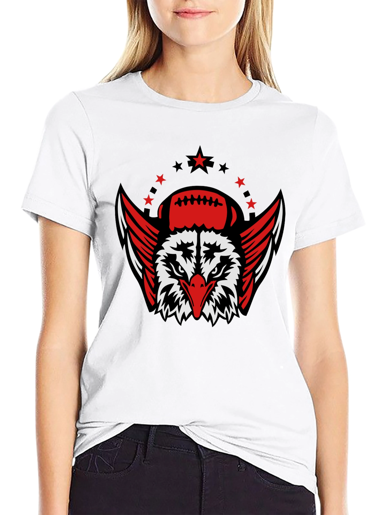 Eagle Football Graphic T-Shirt - Black