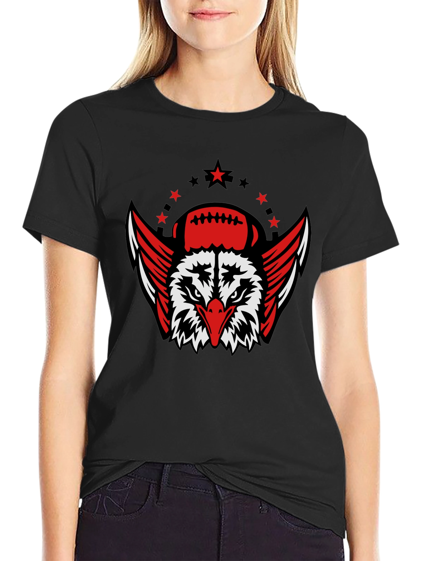 Eagle Football Graphic T-Shirt - Black