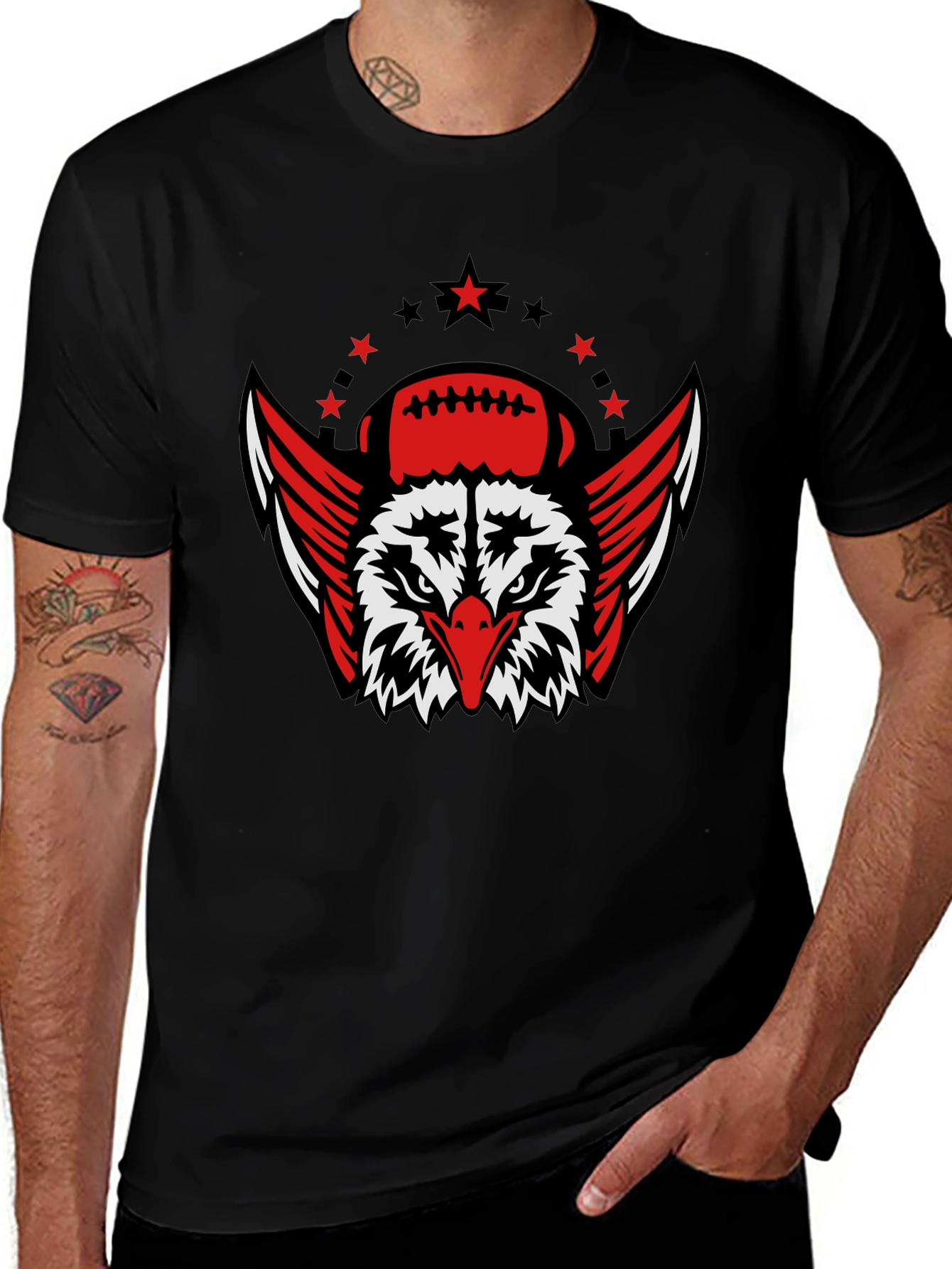 Eagle Football Graphic T-Shirt - Black
