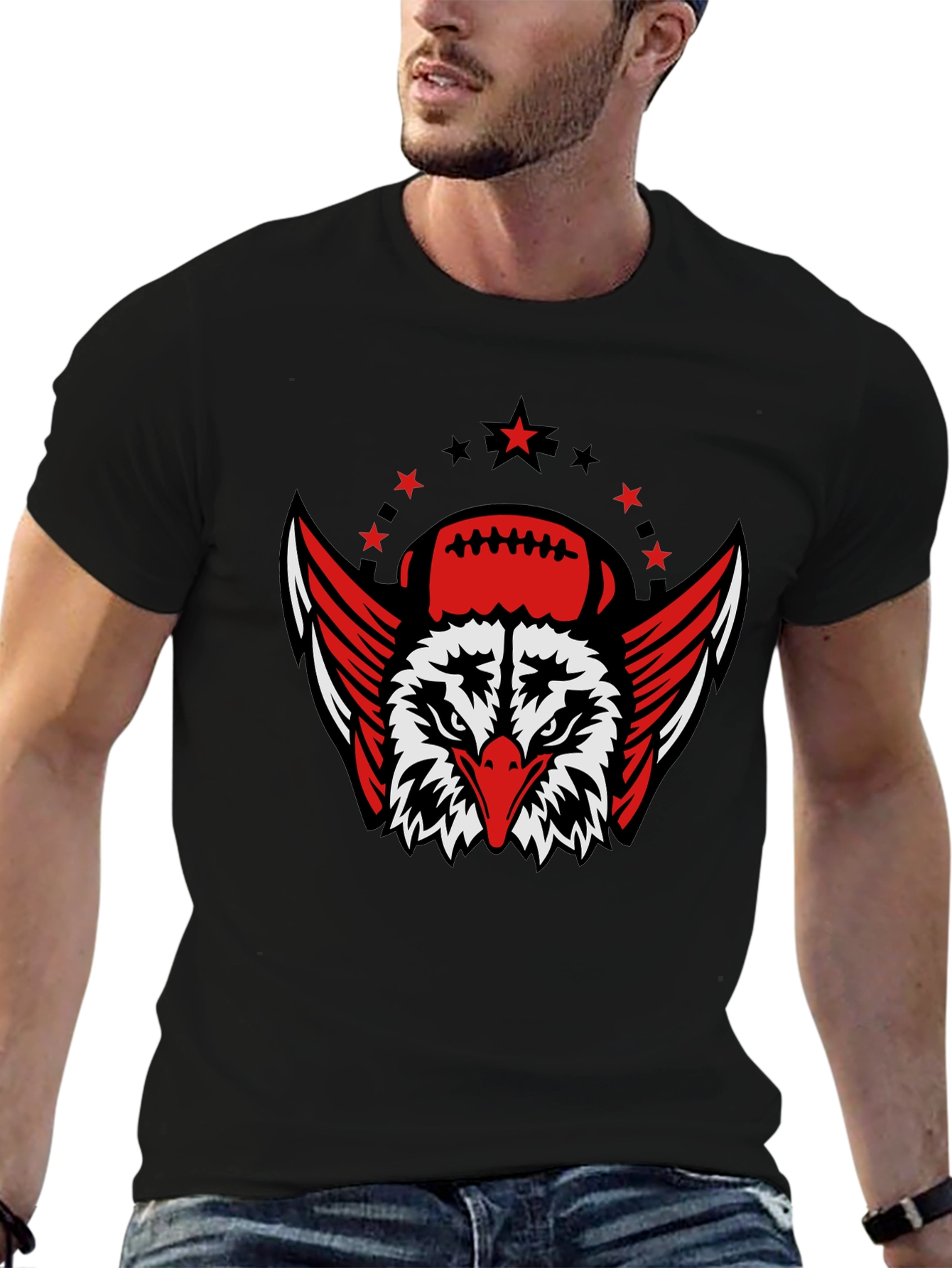 Eagle Football Graphic T-Shirt - Black