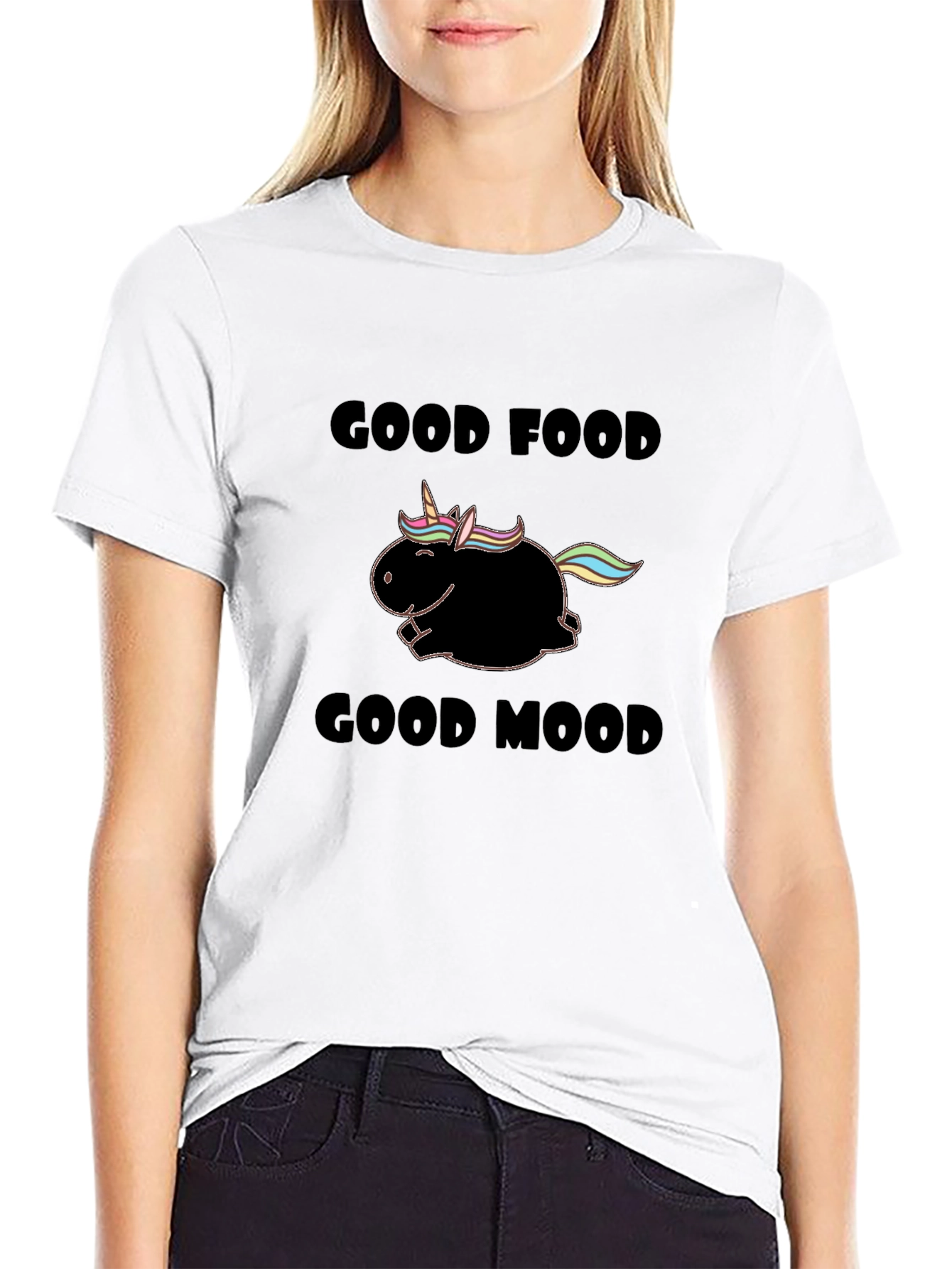 Good Food Good Mood Unisex Black T-Shirt