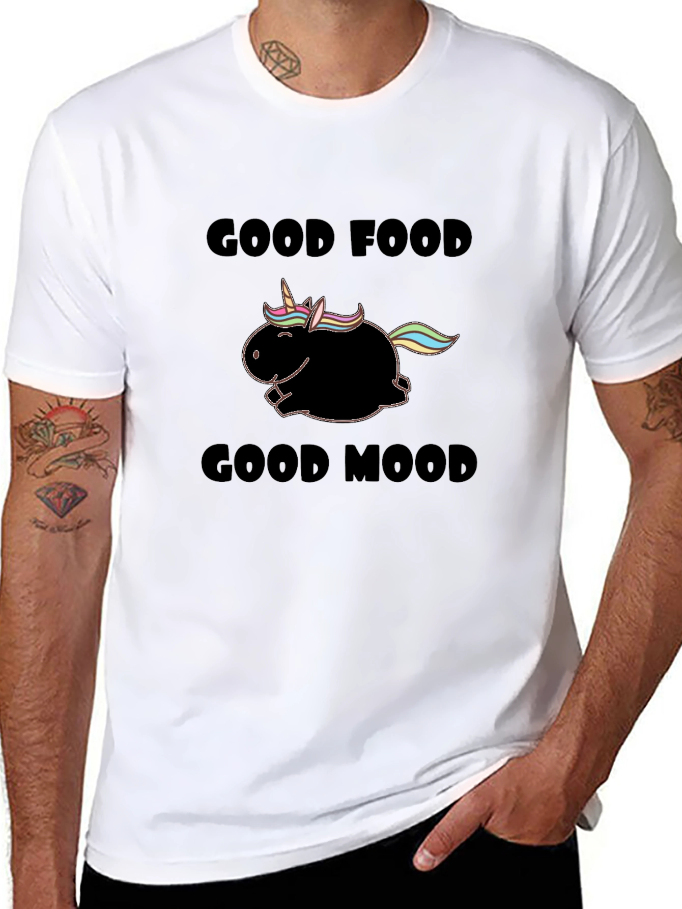 Good Food Good Mood Unisex Black T-Shirt