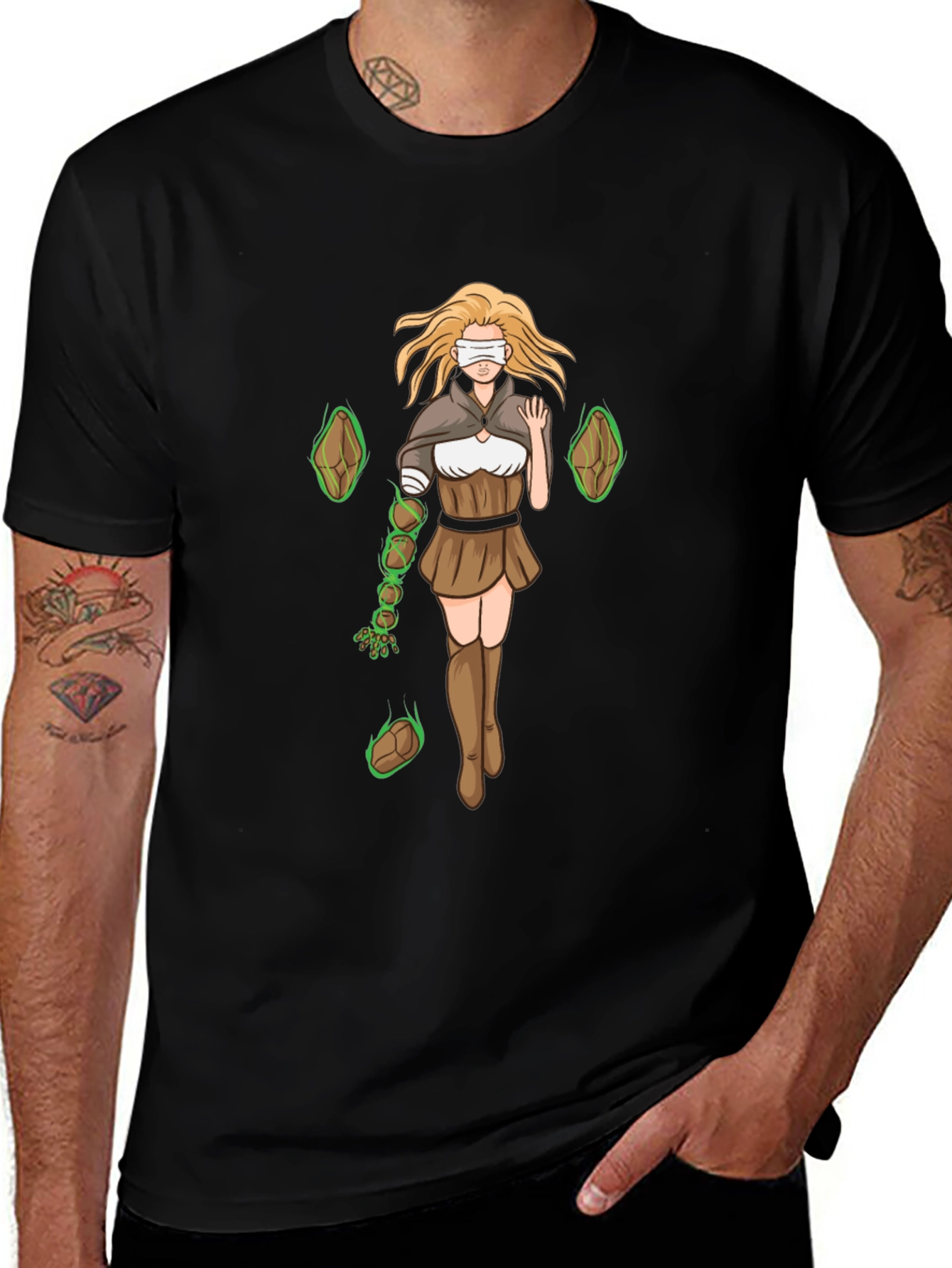 Anime-Style Blind Mage Graphic Tee