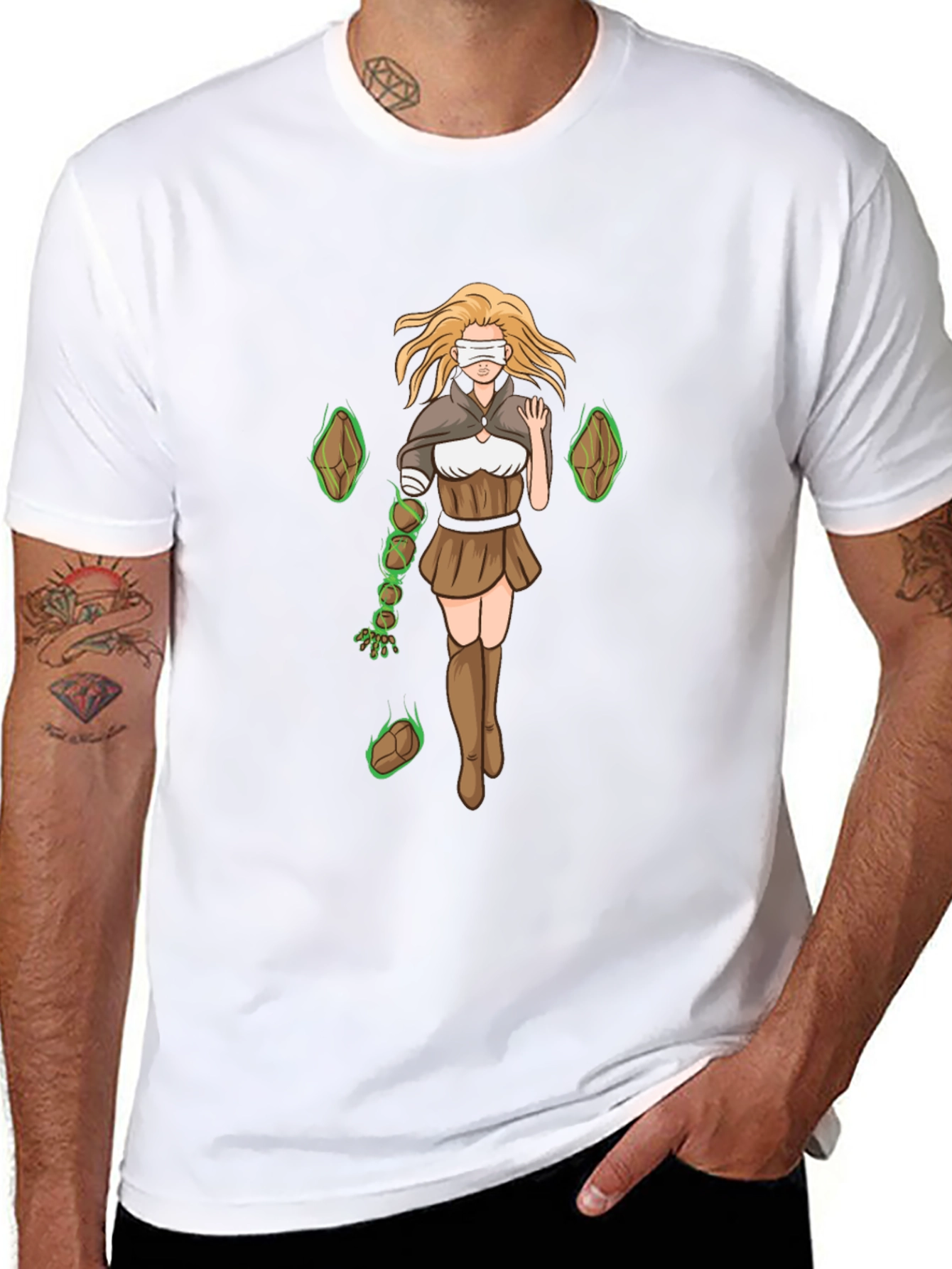 Anime-Style Blind Mage Graphic Tee