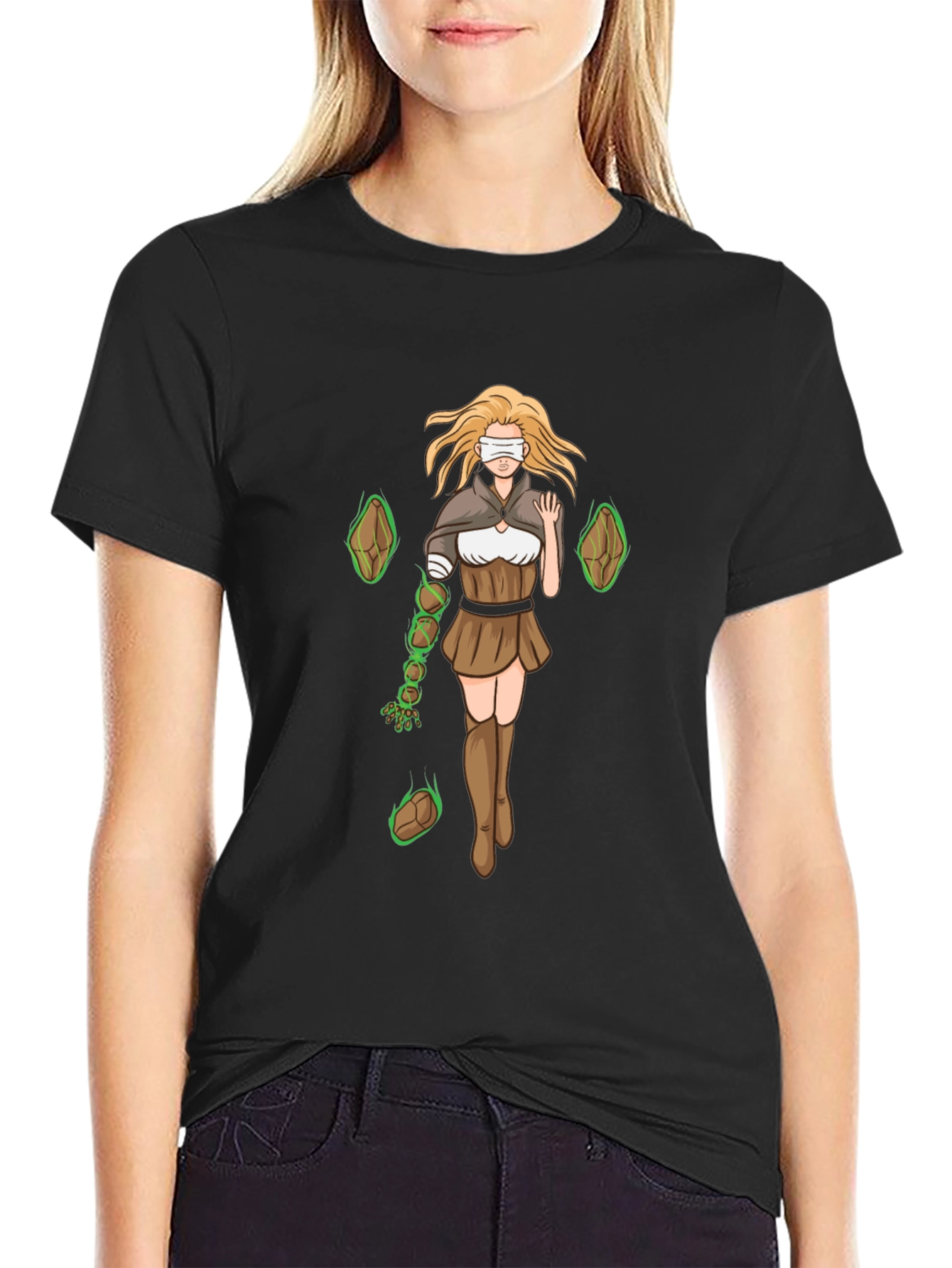 Anime-Style Blind Mage Graphic Tee
