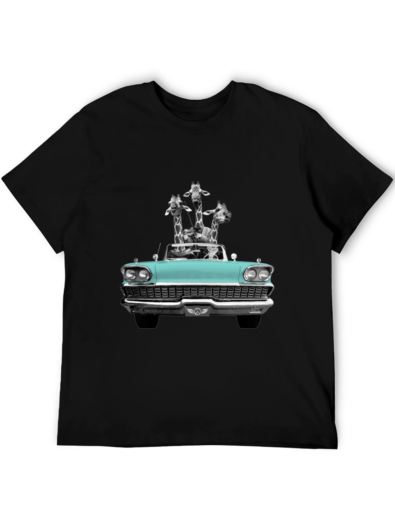 Giraffe Car T-Shirt - Quirky Graphic Tee