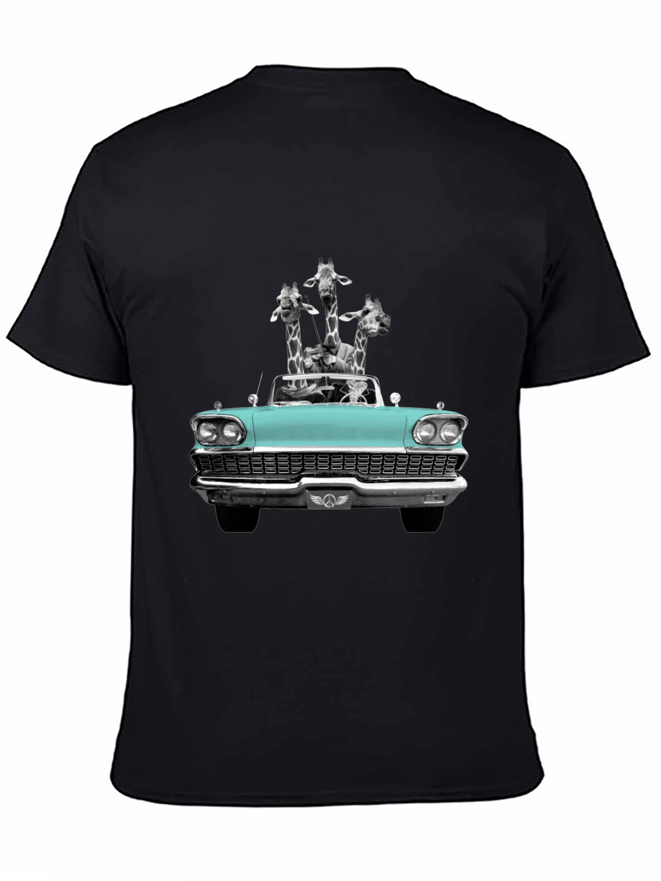 Giraffe Car T-Shirt - Quirky Graphic Tee