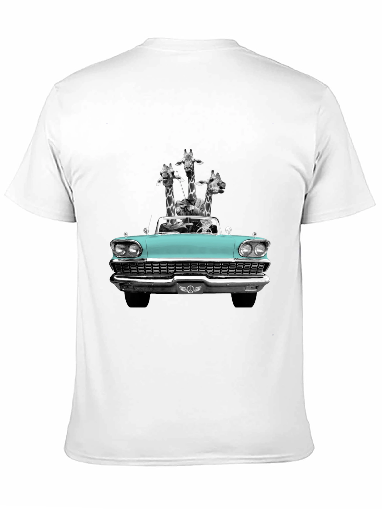 Giraffe Car T-Shirt - Quirky Graphic Tee