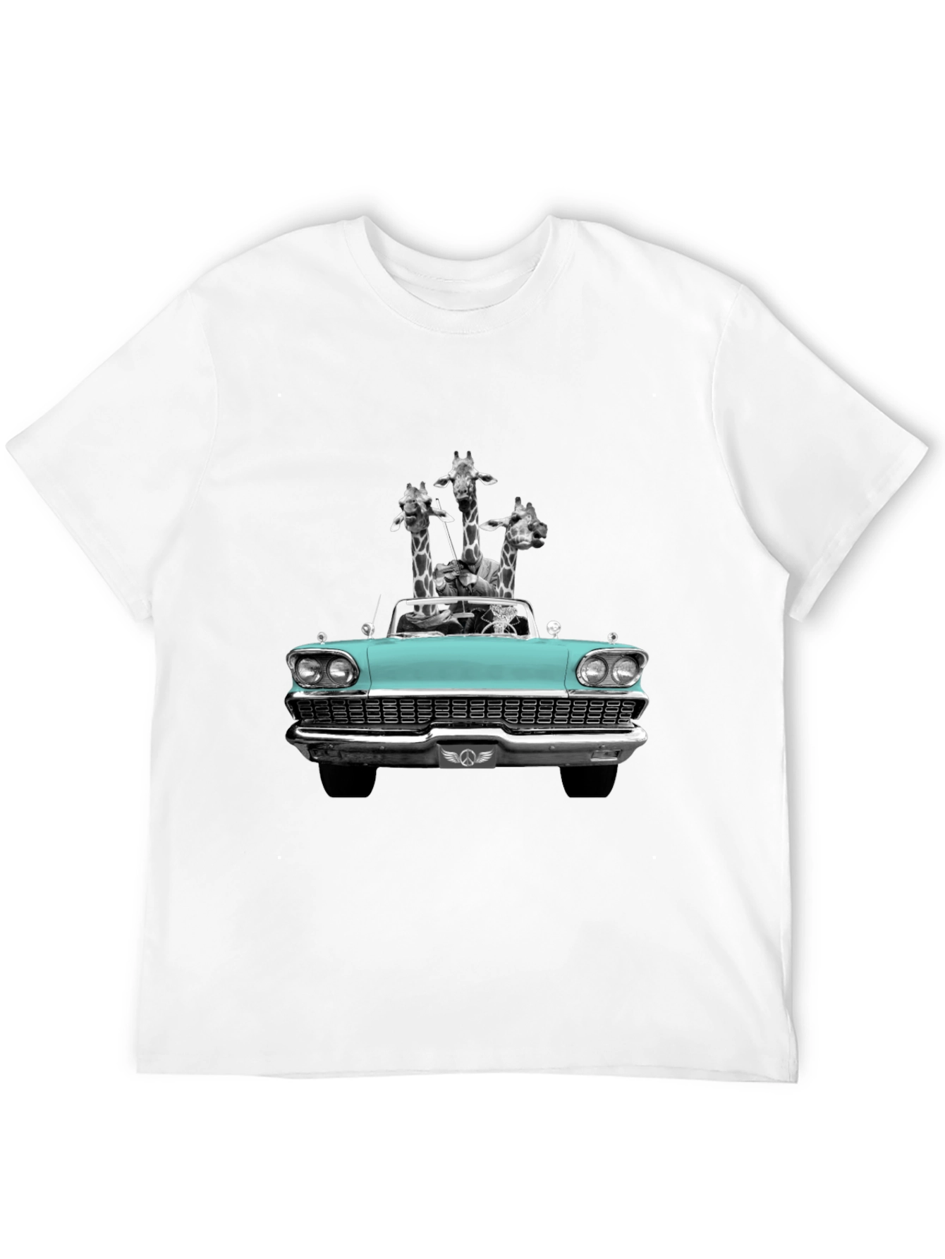 Giraffe Car T-Shirt - Quirky Graphic Tee