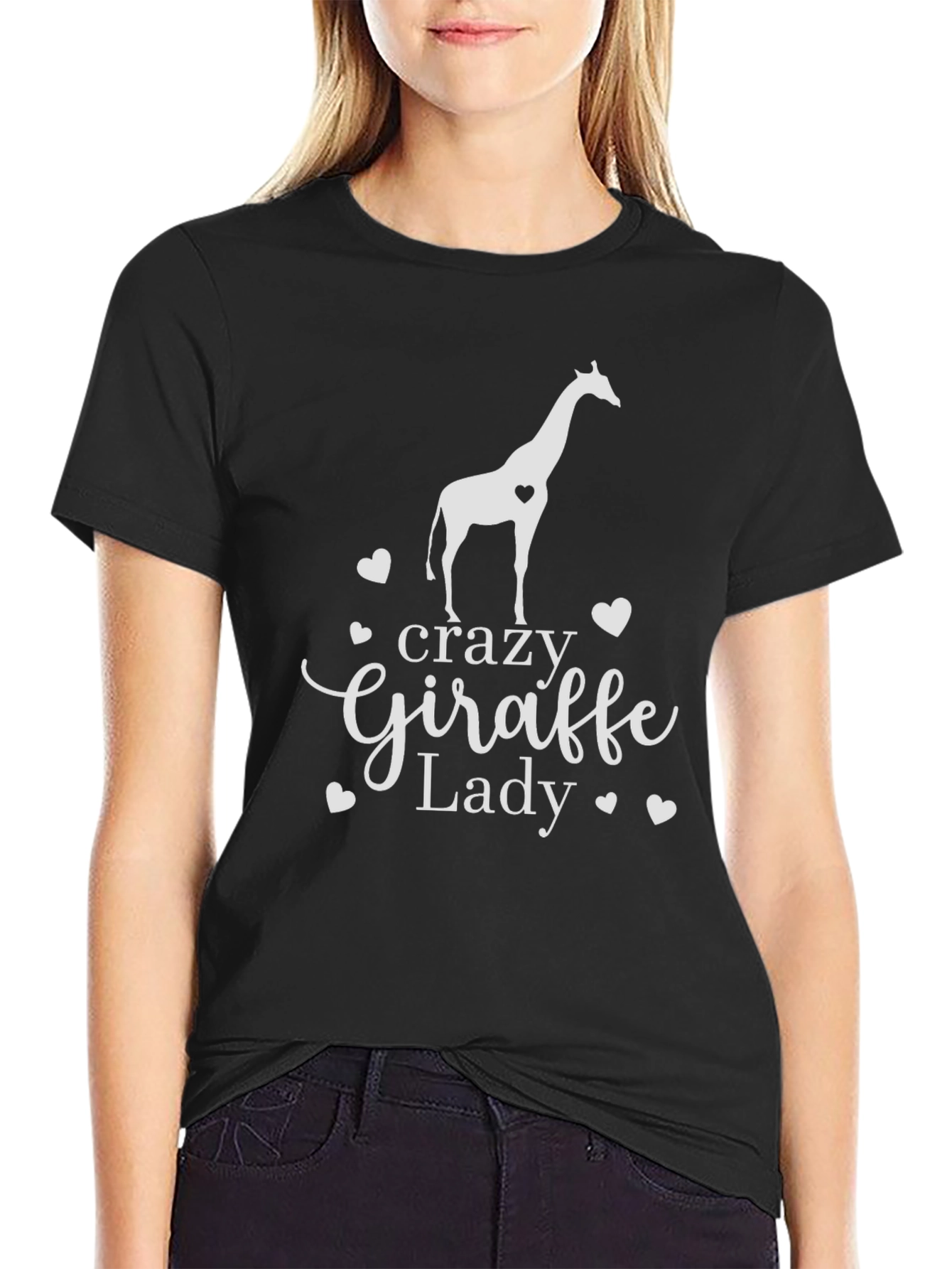 Crazy Giraffe Lady T-Shirt - Novelty Animal Tee