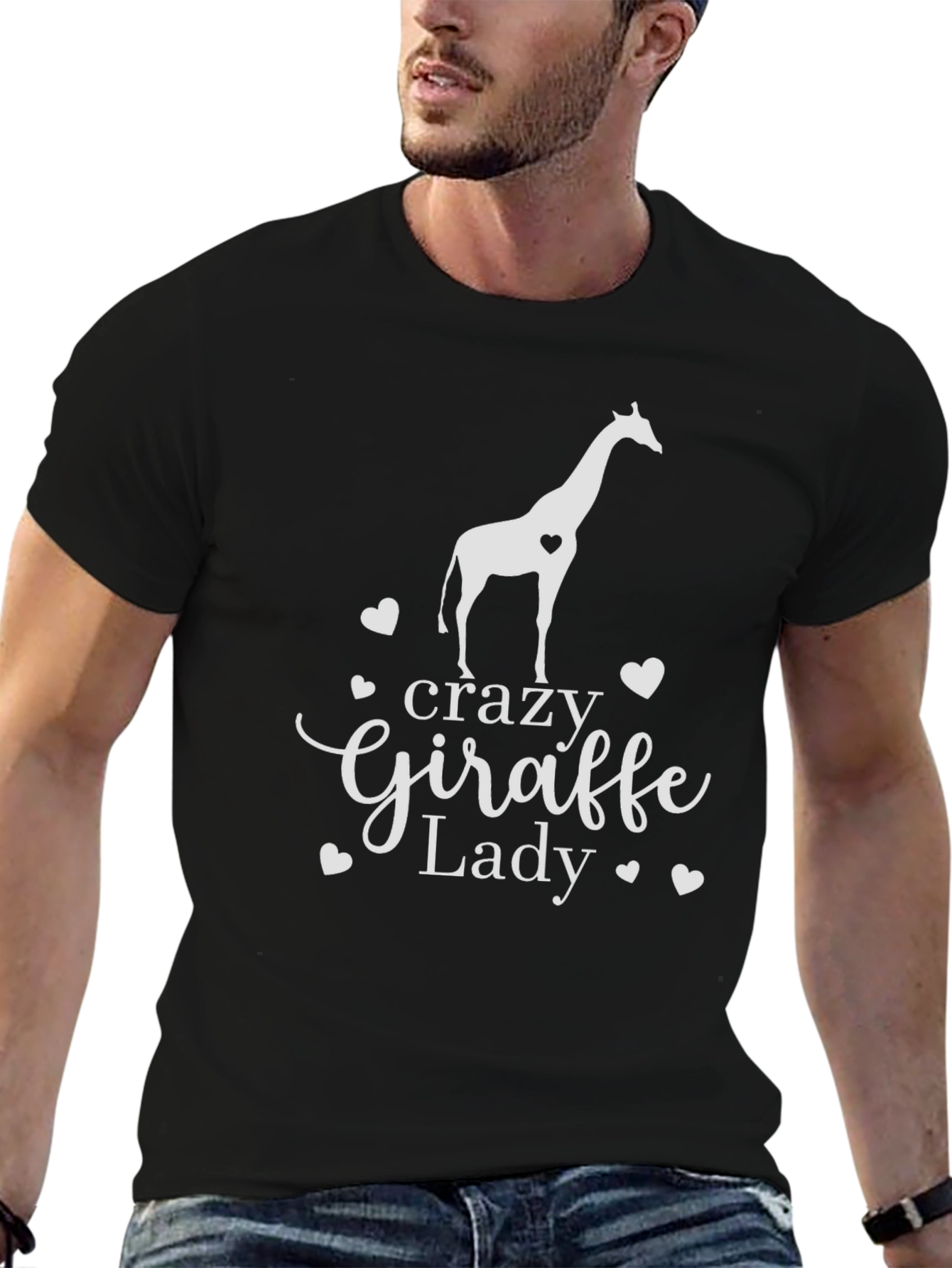 Crazy Giraffe Lady T-Shirt - Novelty Animal Tee