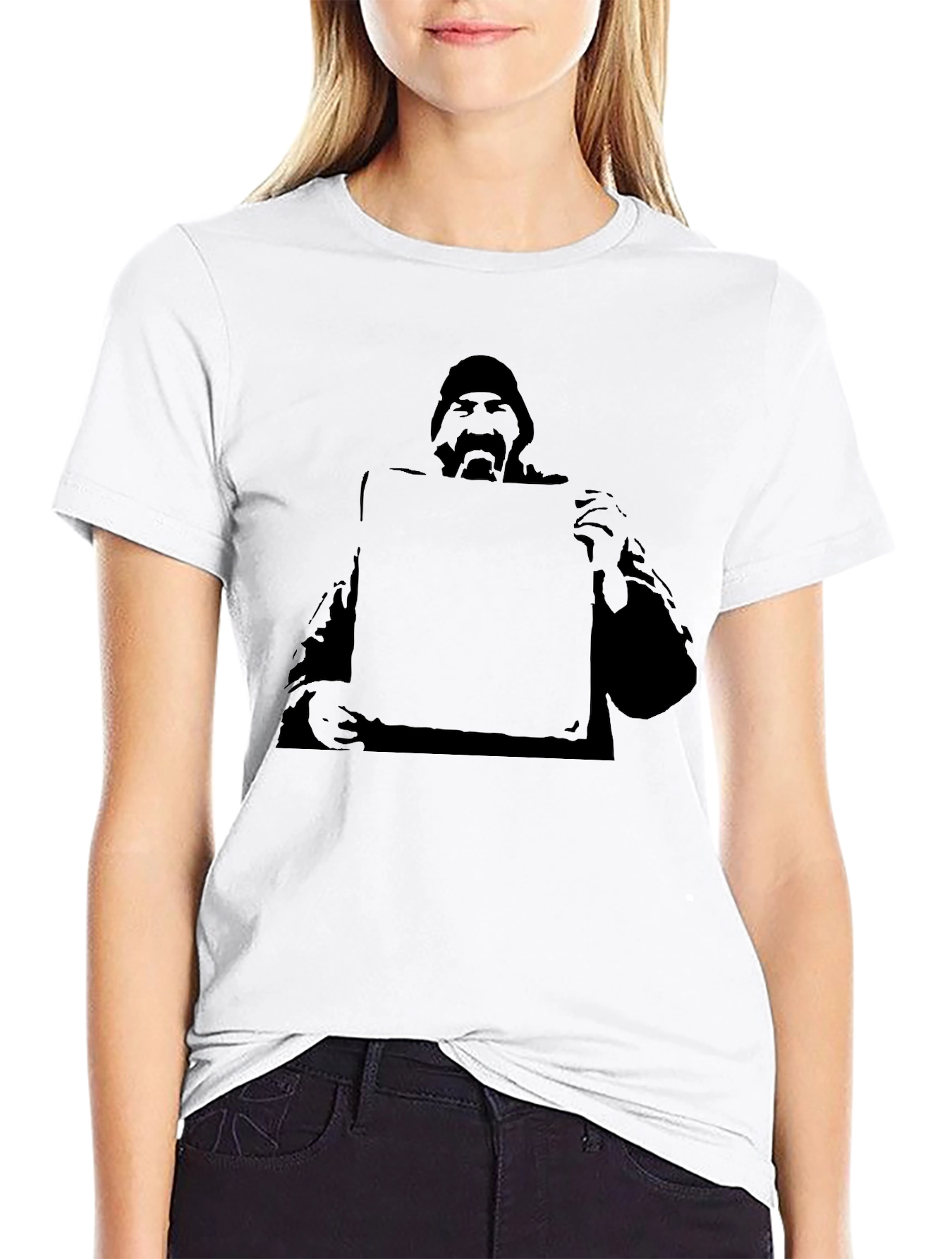 Graphic Tee - Man Holding Sign Black T-Shirt