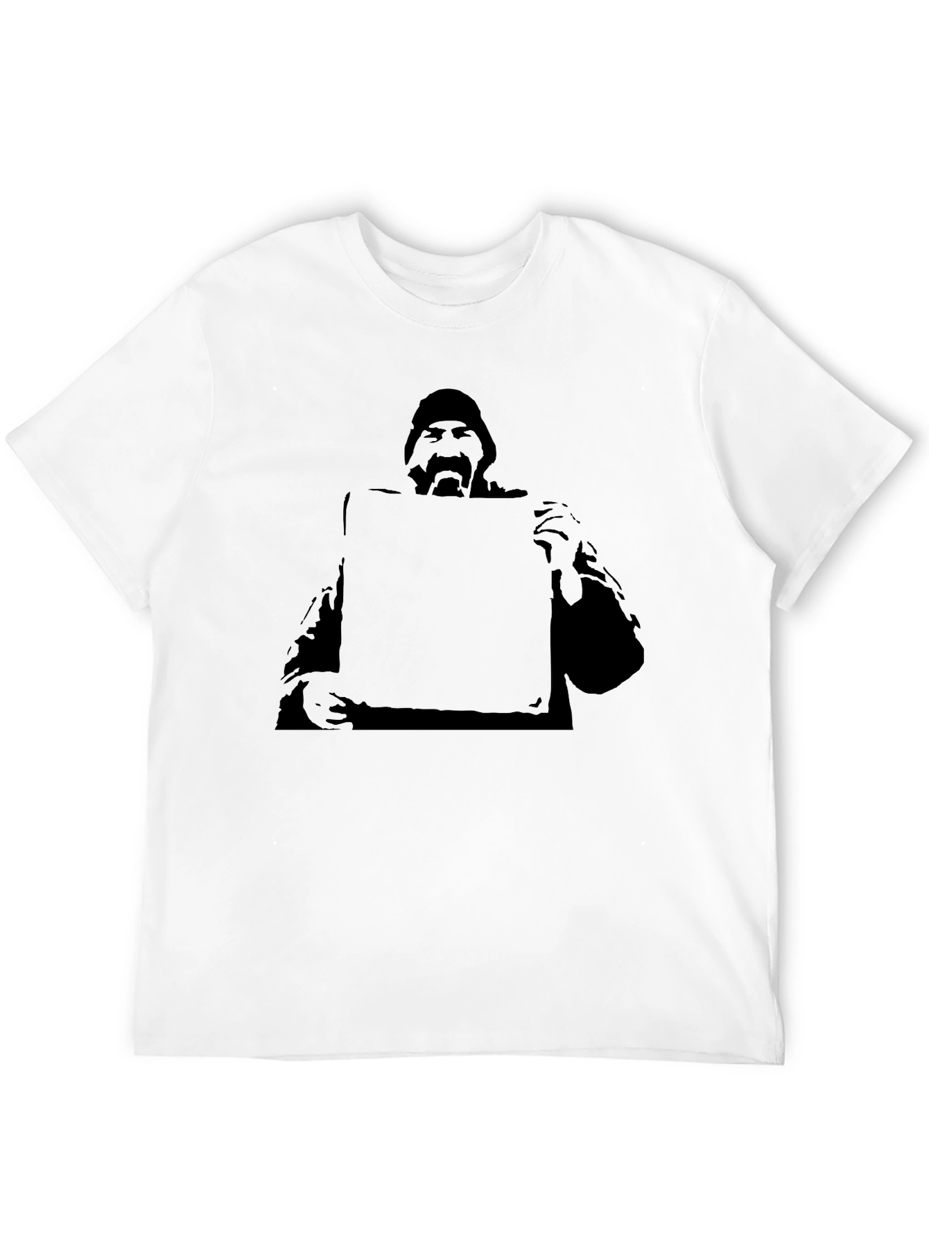 Graphic Tee - Man Holding Sign Black T-Shirt