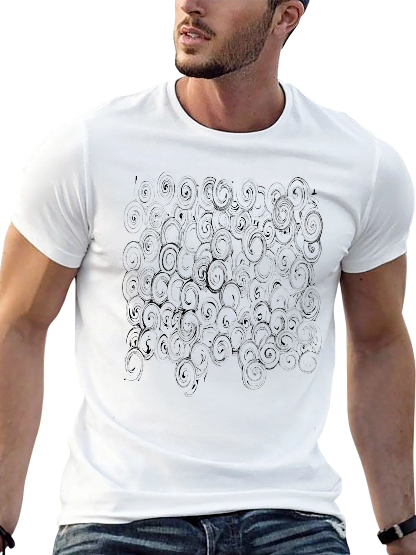 Swirl Pattern Black T-Shirt